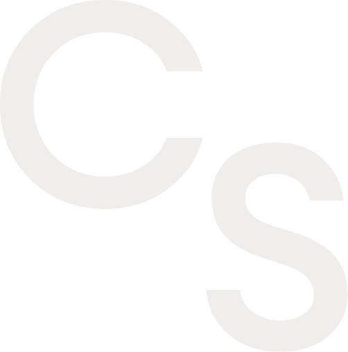 Black background with large white letters 'C' and 'S' in a stylized font.