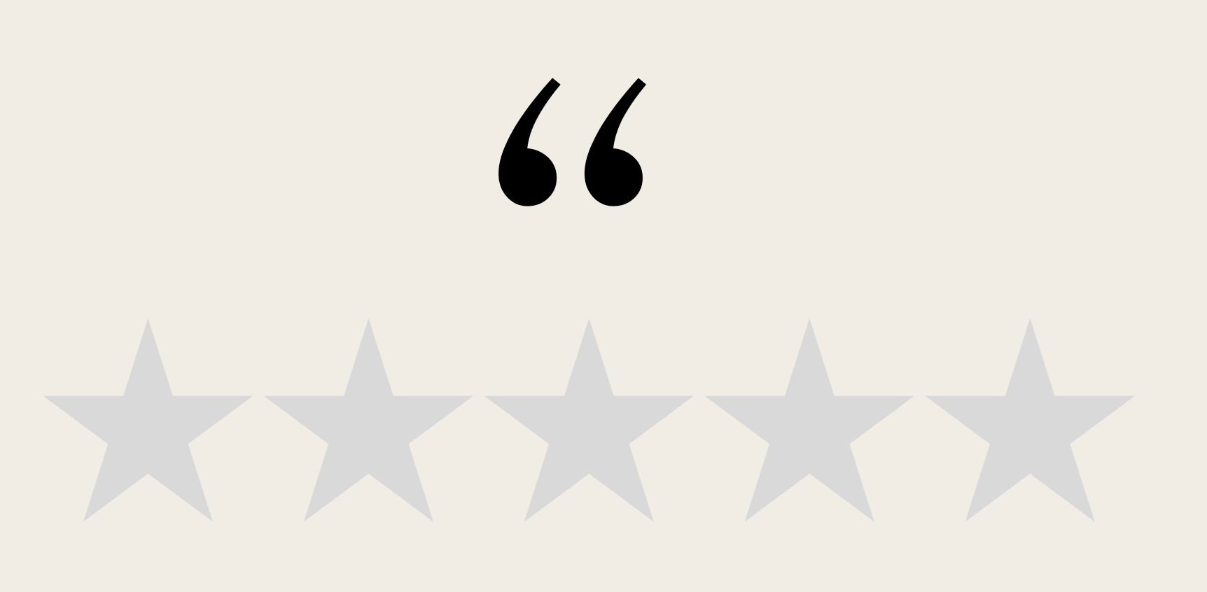 A review or rating graphic with five stars, with two stars filled in, two stars partially filled, and one star empty, and a large black quotation mark at the top.
