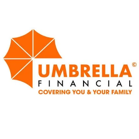 Logo of Umbrella Financial, featuring an orange umbrella graphic and text 'UMBRELLA FINANCIAL' with the tagline 'COVERING YOU & YOUR FAMILY' in orange.