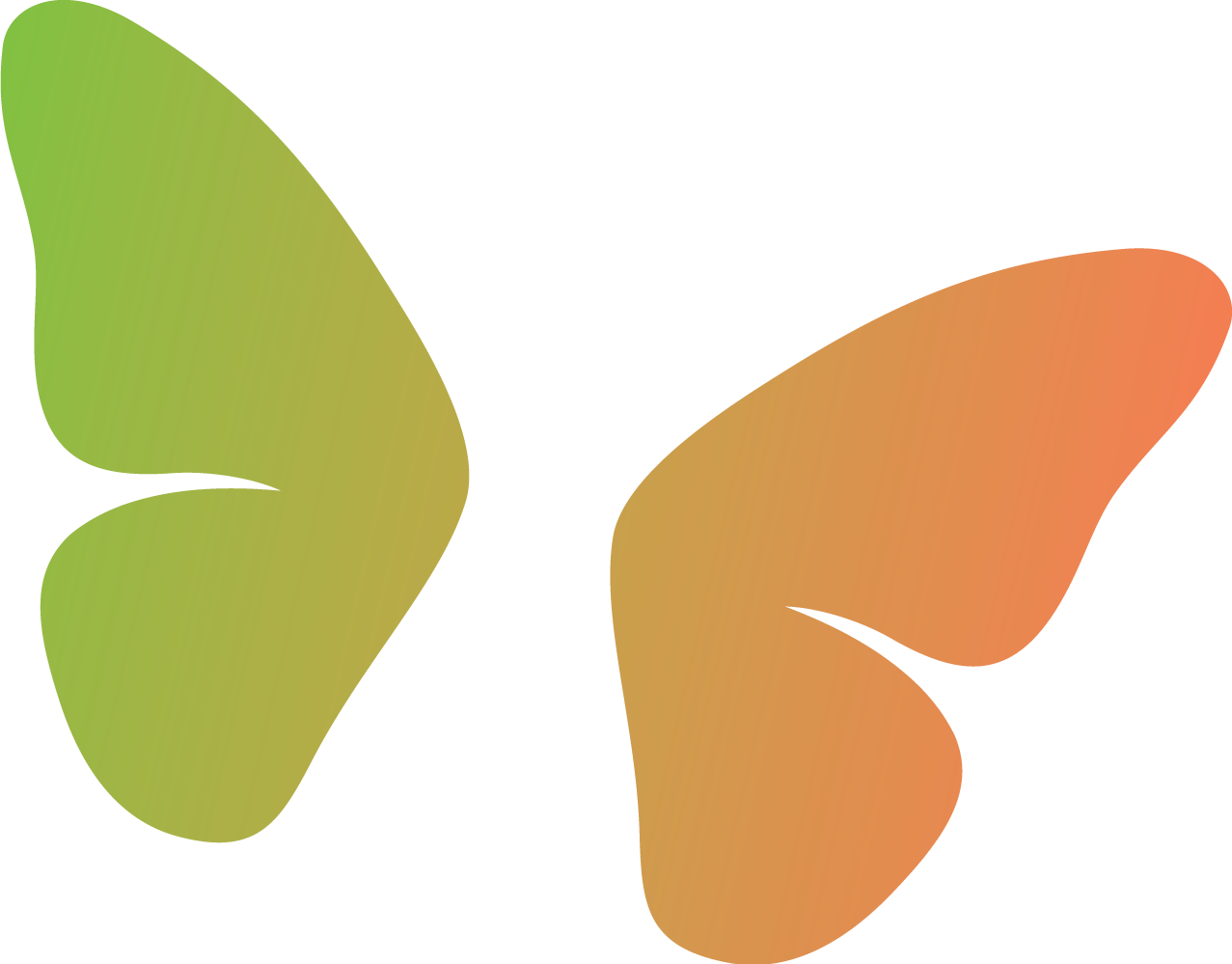 An abstract graphic with green, white, orange, and red colors, featuring curved and angular shapes.