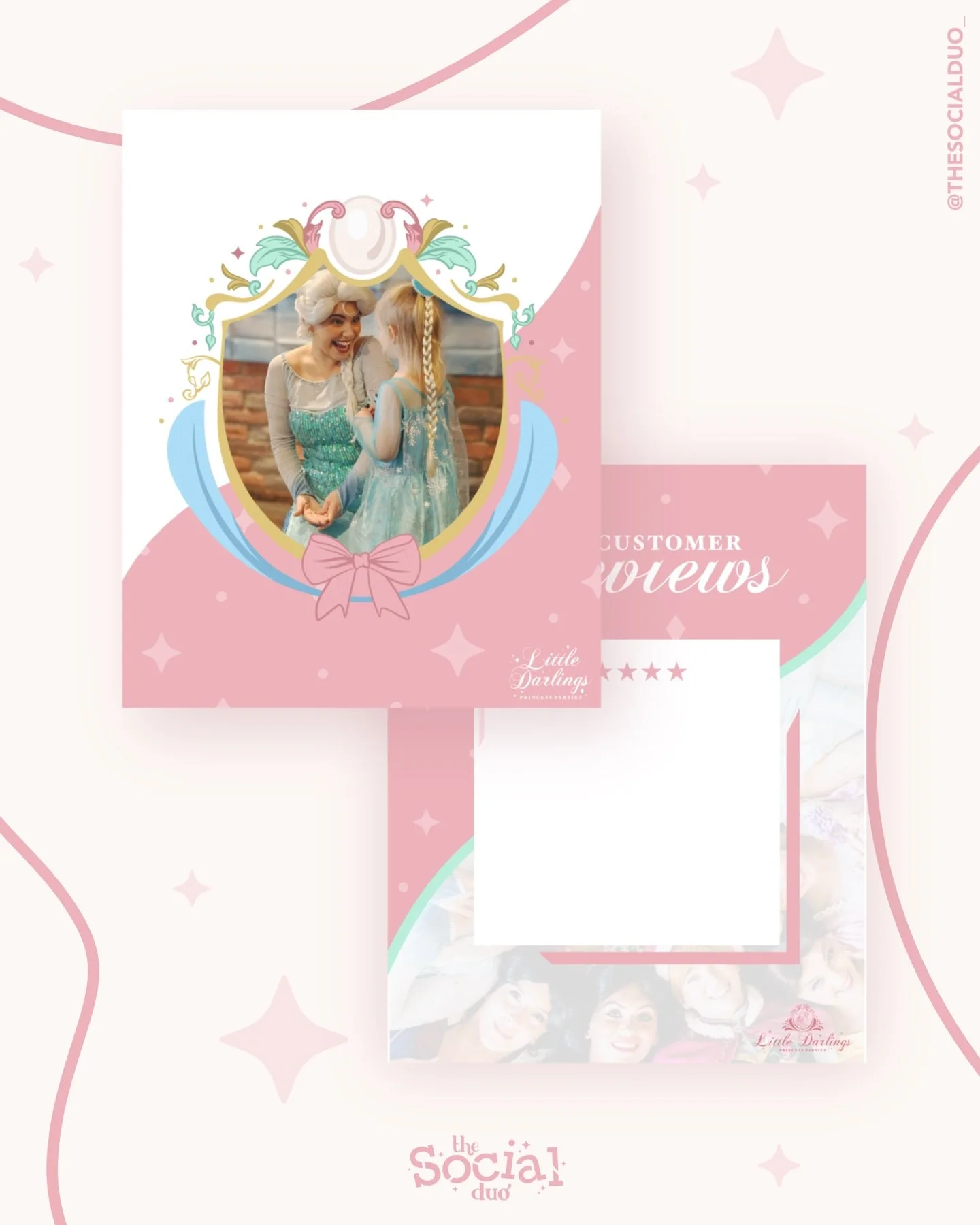 Stop&hellip;.. because everything about this brand is *chefs kiss* 

Some gorgeous photo and review templates for the incredible @littledarlingsprincessparties 

Fully booked for Websites this month, space for March available!

Limited graphic work w