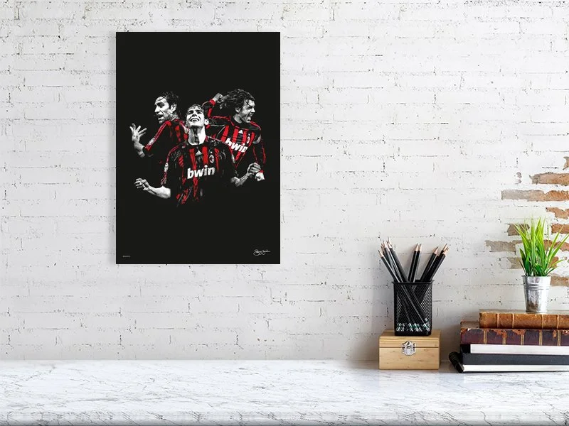 Framed AC Milan Legends Wall Art - Black Gallery Frame with White Mount