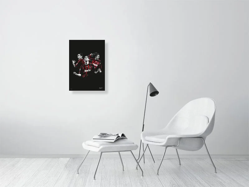 AC Milan retro football poster hanging in modern living room