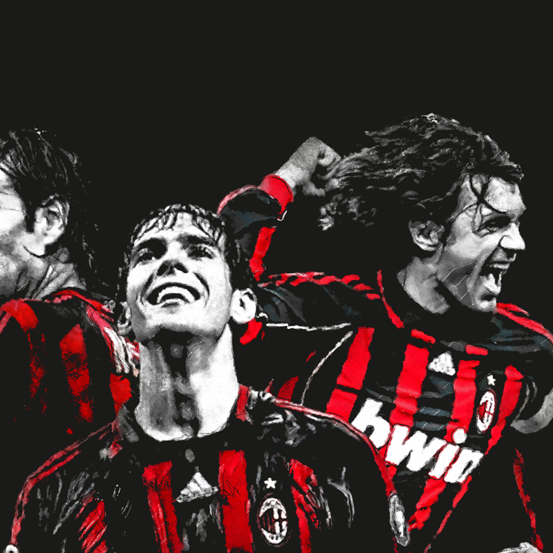 Close up detail of AC Milan football art print - High quality matte finish texture