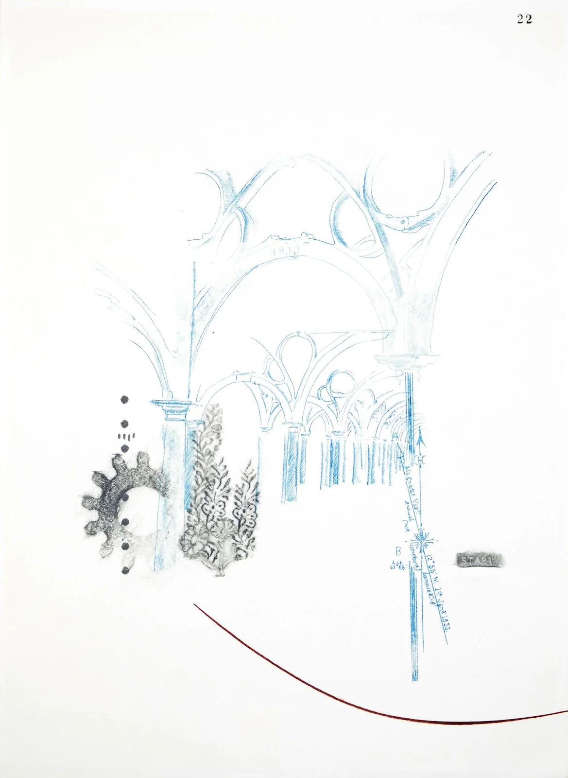 No. 22, 2019, Graphite, coloured pencil and carbon on paper, 45 x 29.5cm, Private collection