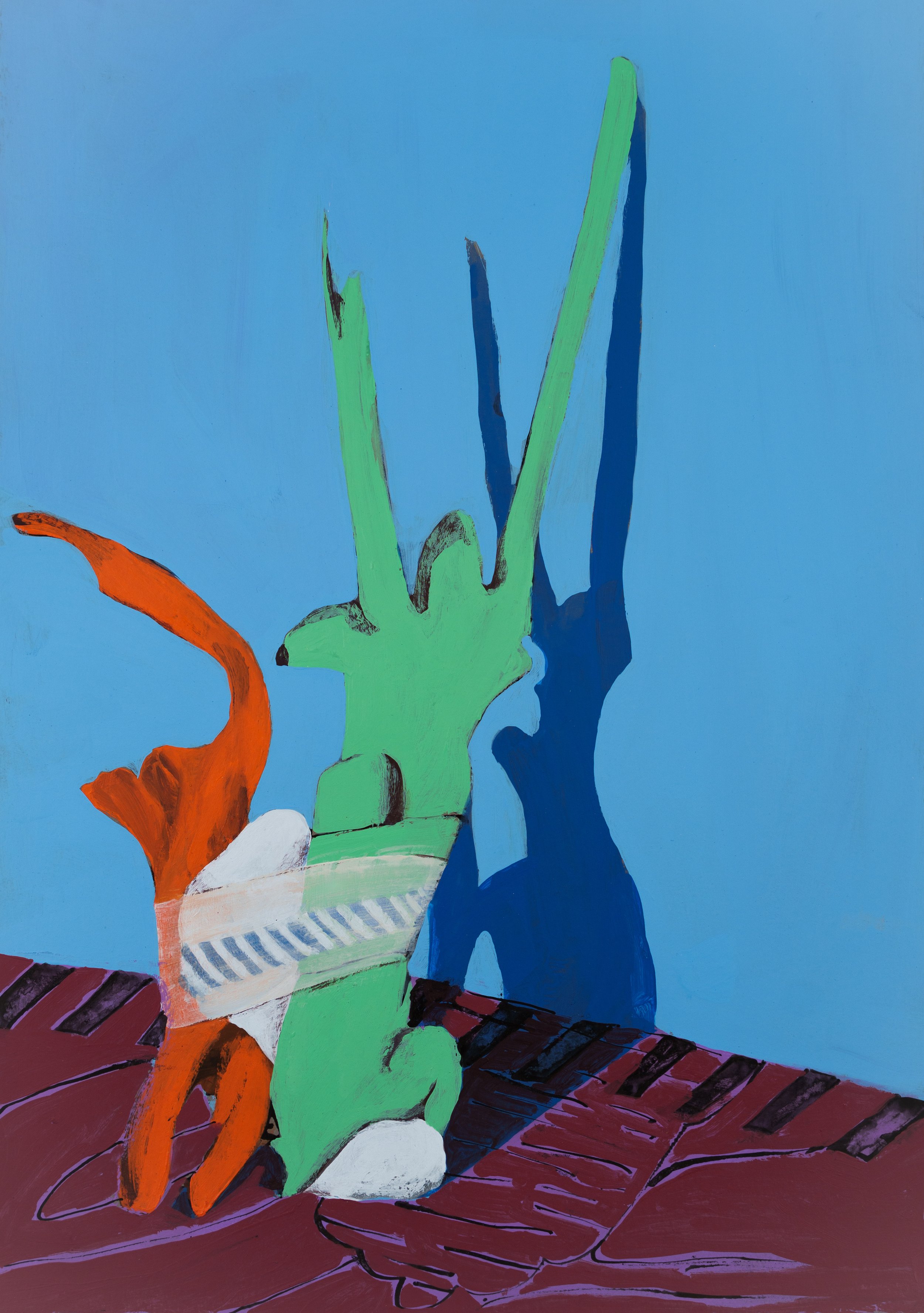 Prancing with My Shadow VI, 2025, Acrylic Paint and Ink on Paper, 29.5 x 45cm