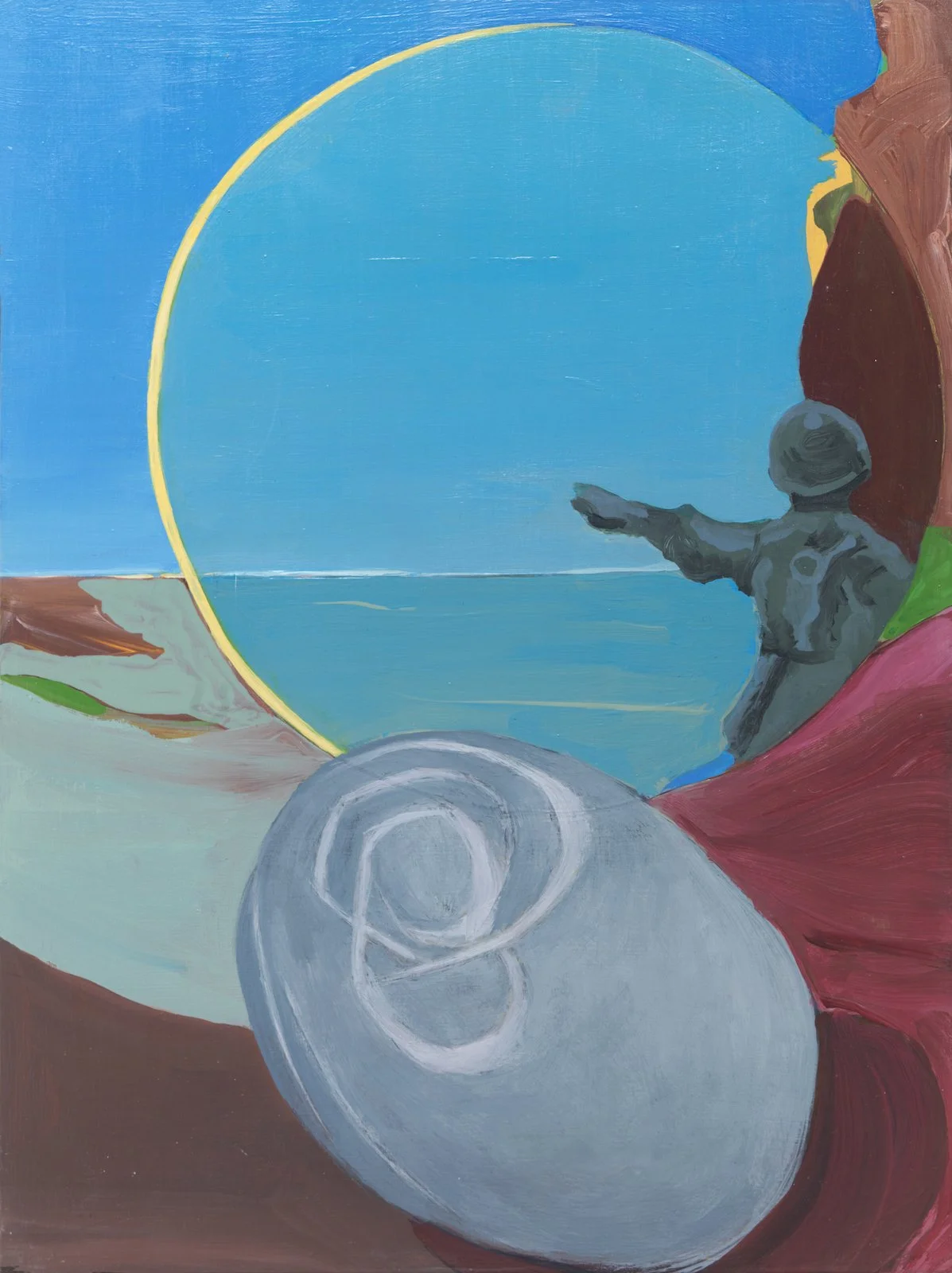  Sunshine and Lollipops and Fighting on the Beach, 2024, Acrylic Gouache on Board, 30.5 x 23cm, Private Collection