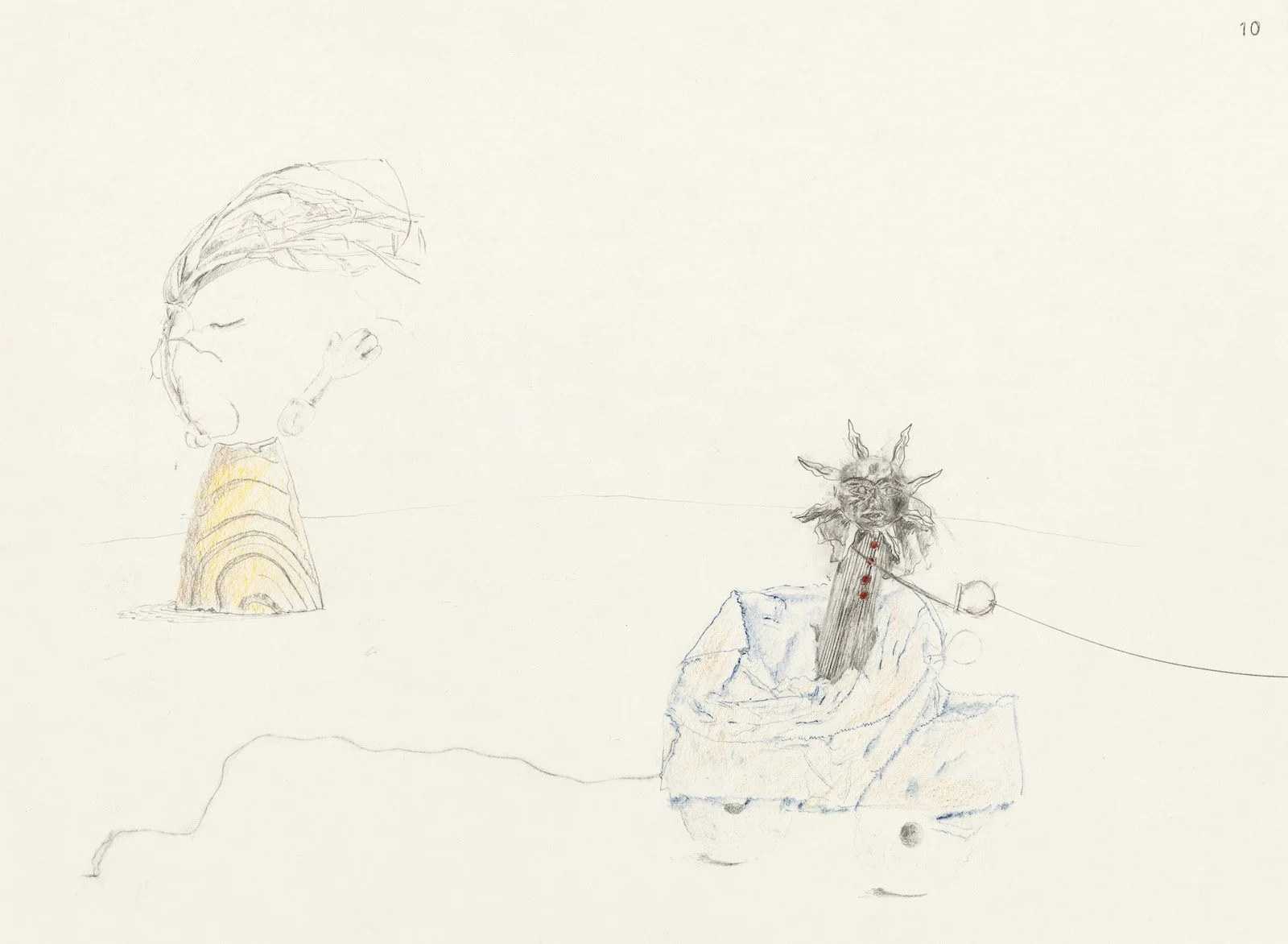 Stills from an Imaginary Film IV, 2025, Graphite, Coloured Pencil, Ink on Paper, 45 x 29.5 cm