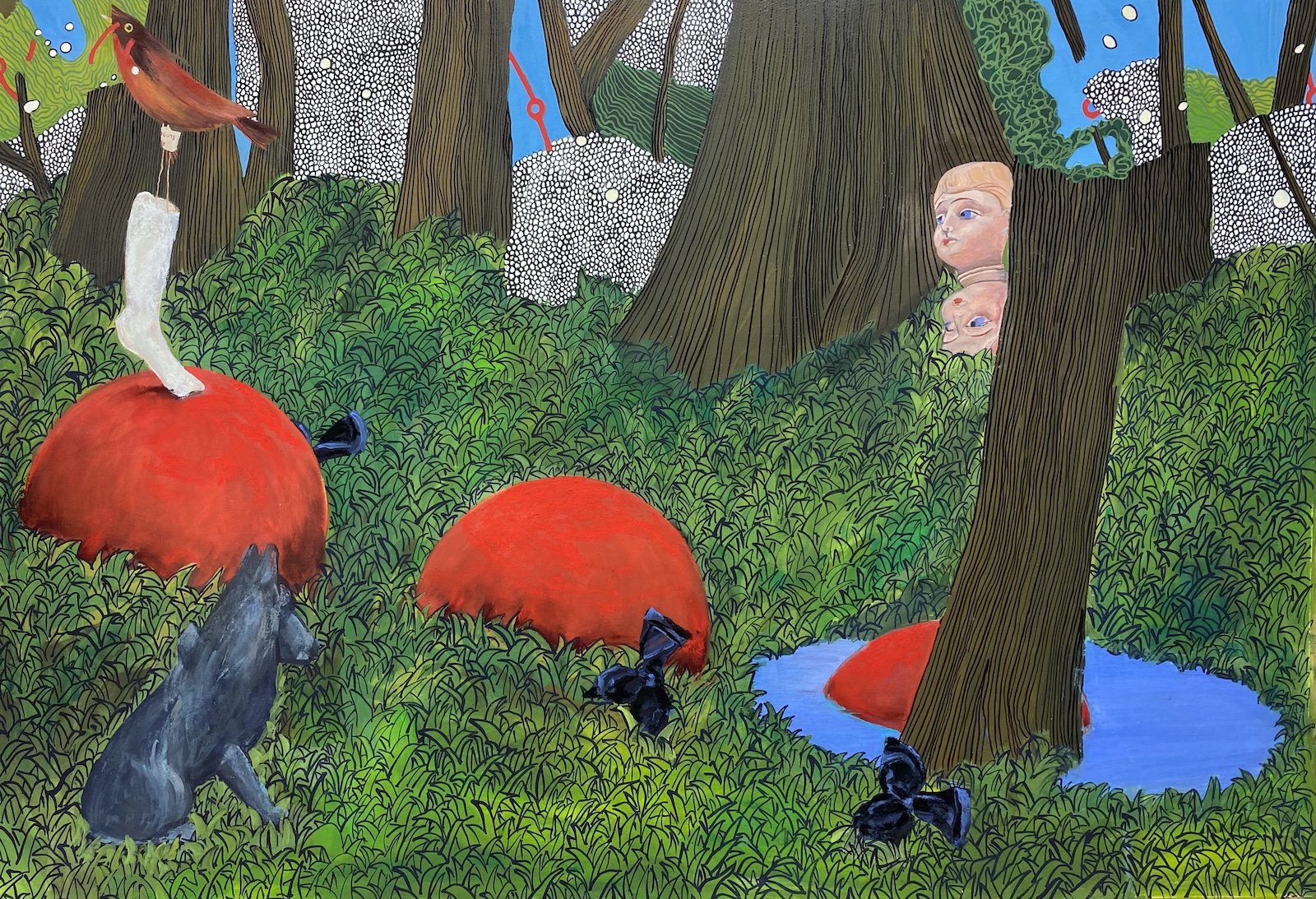 And the Consequences Are..., 2021, Gouache, oil pastel and ink on paper, 99 x 66.5cm