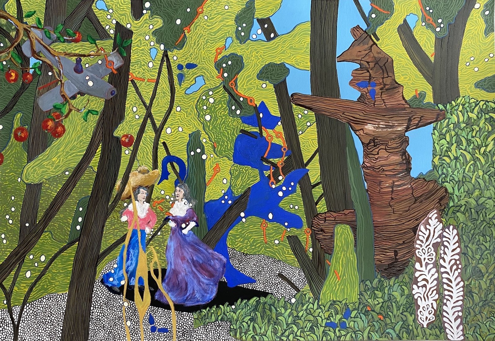 Days of Grace, 2021, Gouache, oil pastel and ink on paper, 99 x 66.5cm