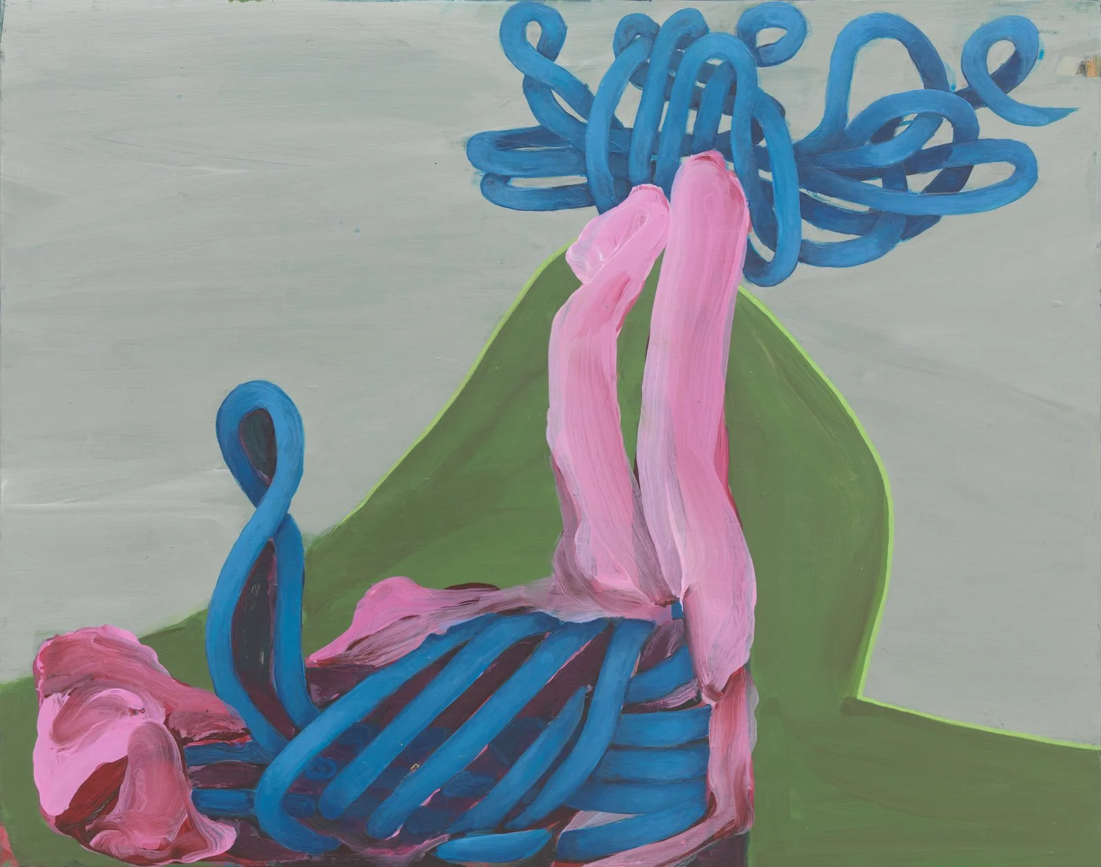 Tickling my Tump, 2024, Acrylic Gouache on Board, 35.5 x 28cm, Private Collection