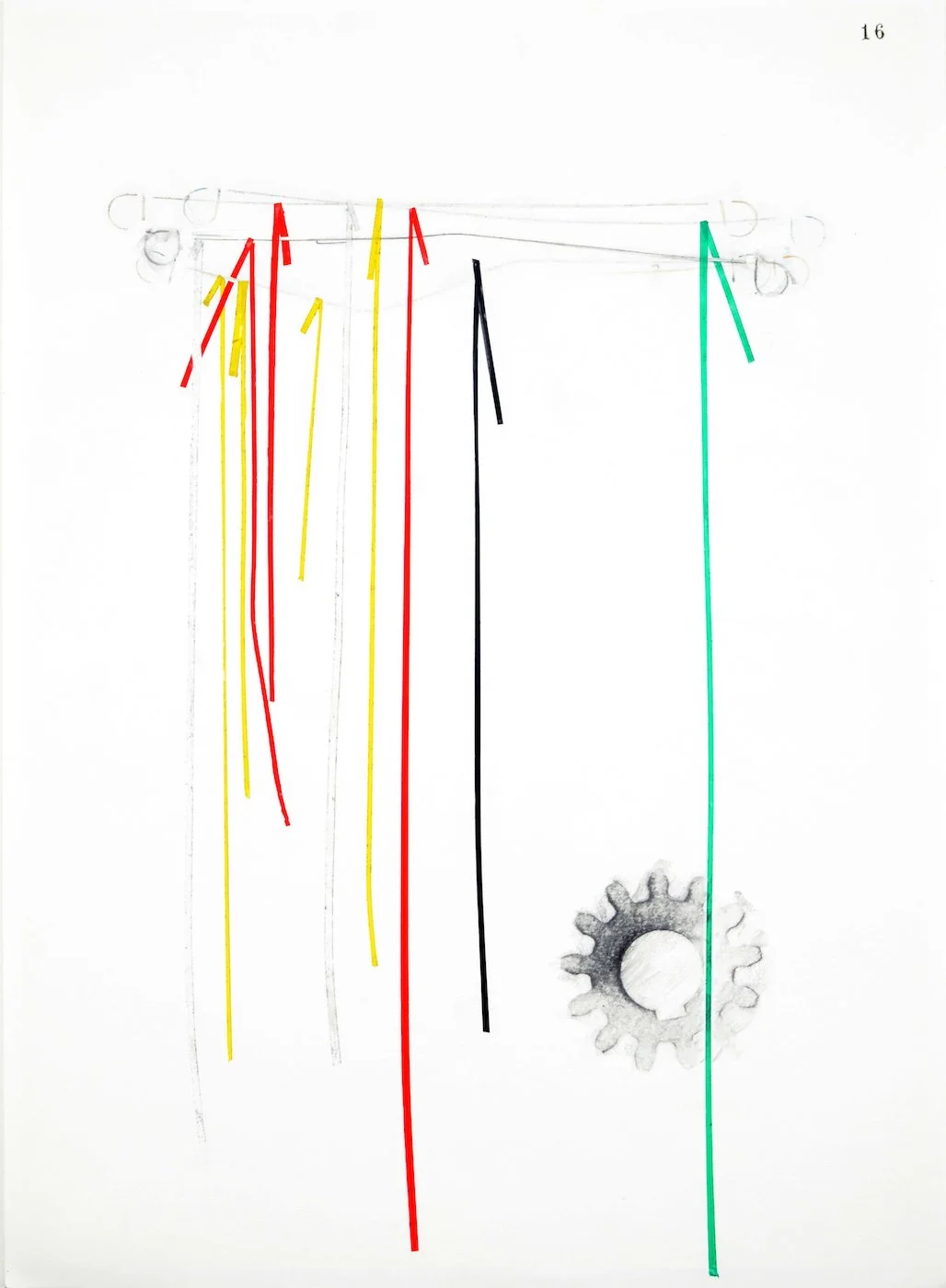 No. 16, 2019, Graphite, tape  and carbon on paper, 45 x 29.5 cm