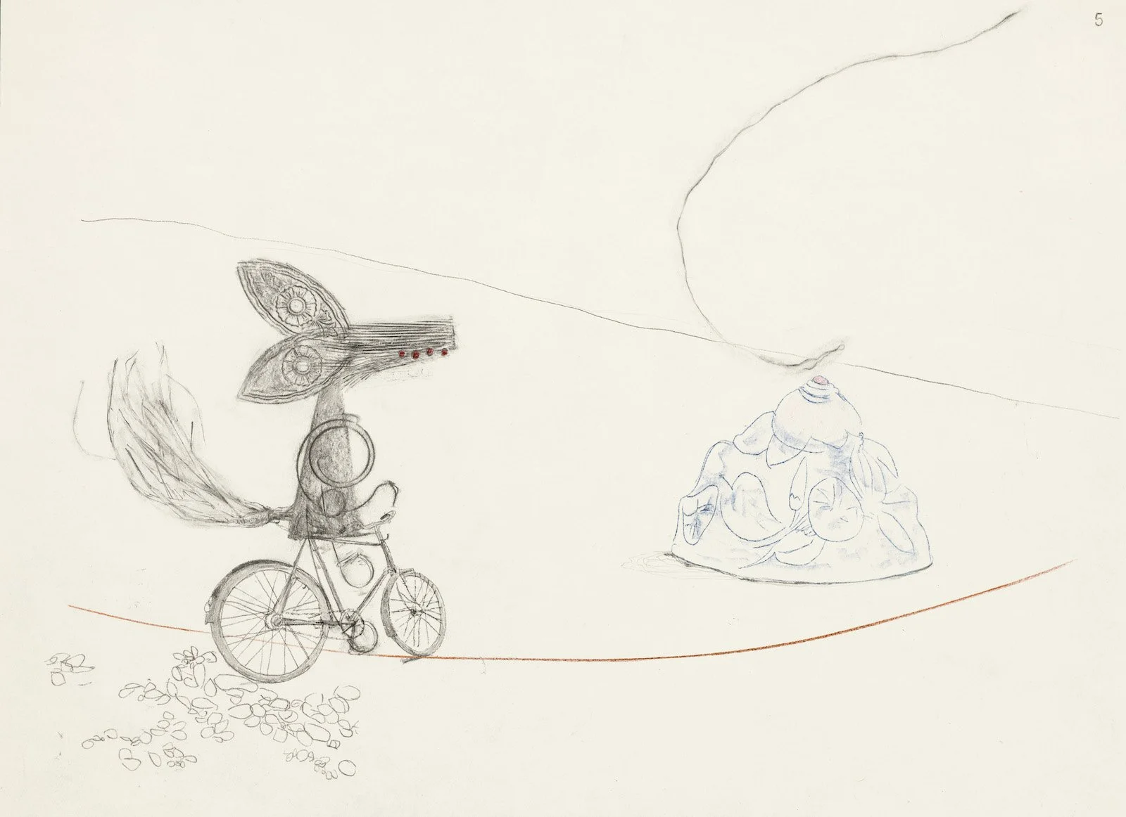 Stills from an Imaginary Film I, 2025,  Graphite, Coloured Pencil, Ink on Paper, 45 x 29.5 cm