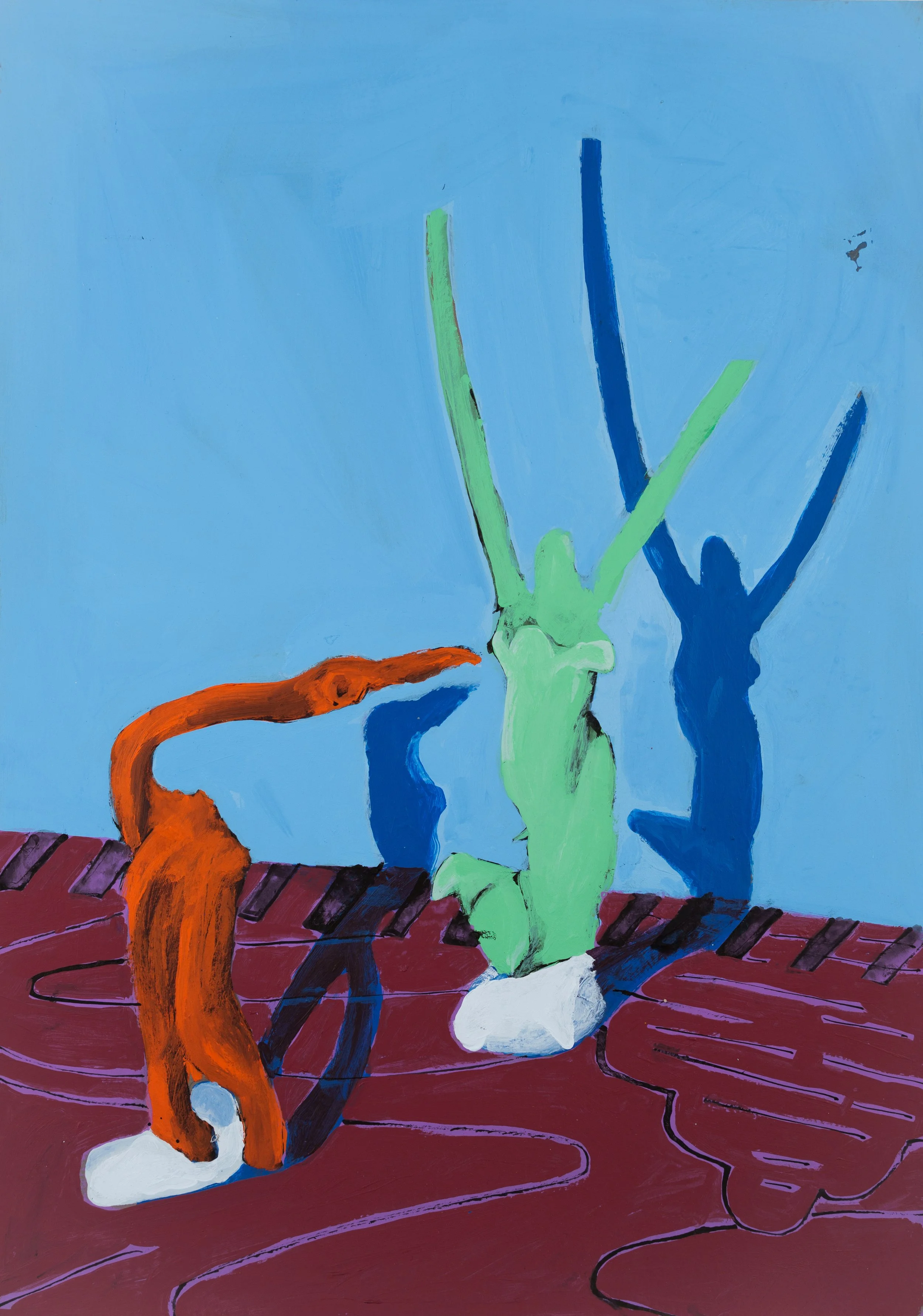 Prancing with My Shadow V, 2025, Acrylic Paint and Ink on Paper, 29.5 x 45cm