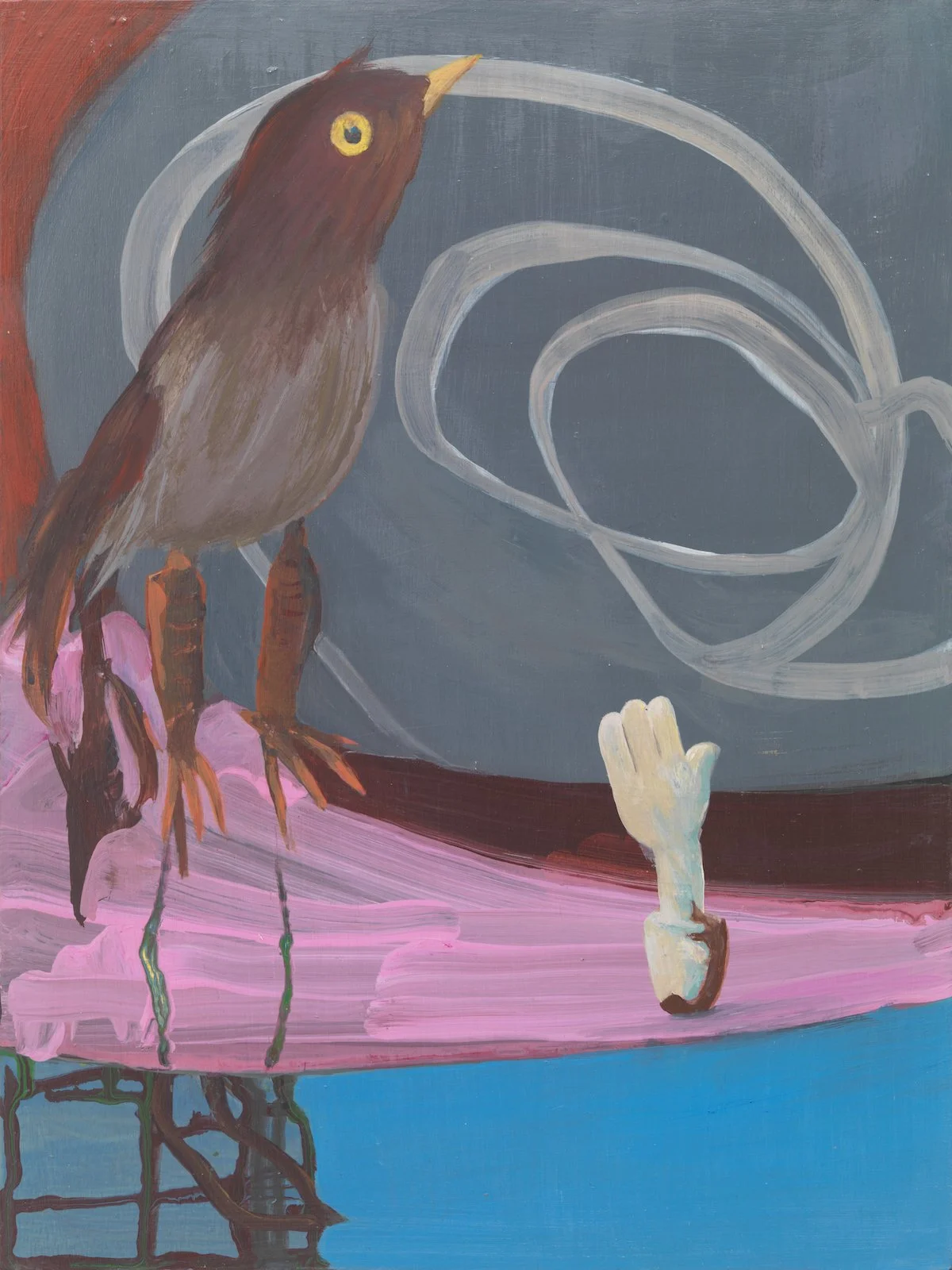 Not Waving but Drowning, 2024, Acrylic Gouache on Board, 30.5 x 23cm