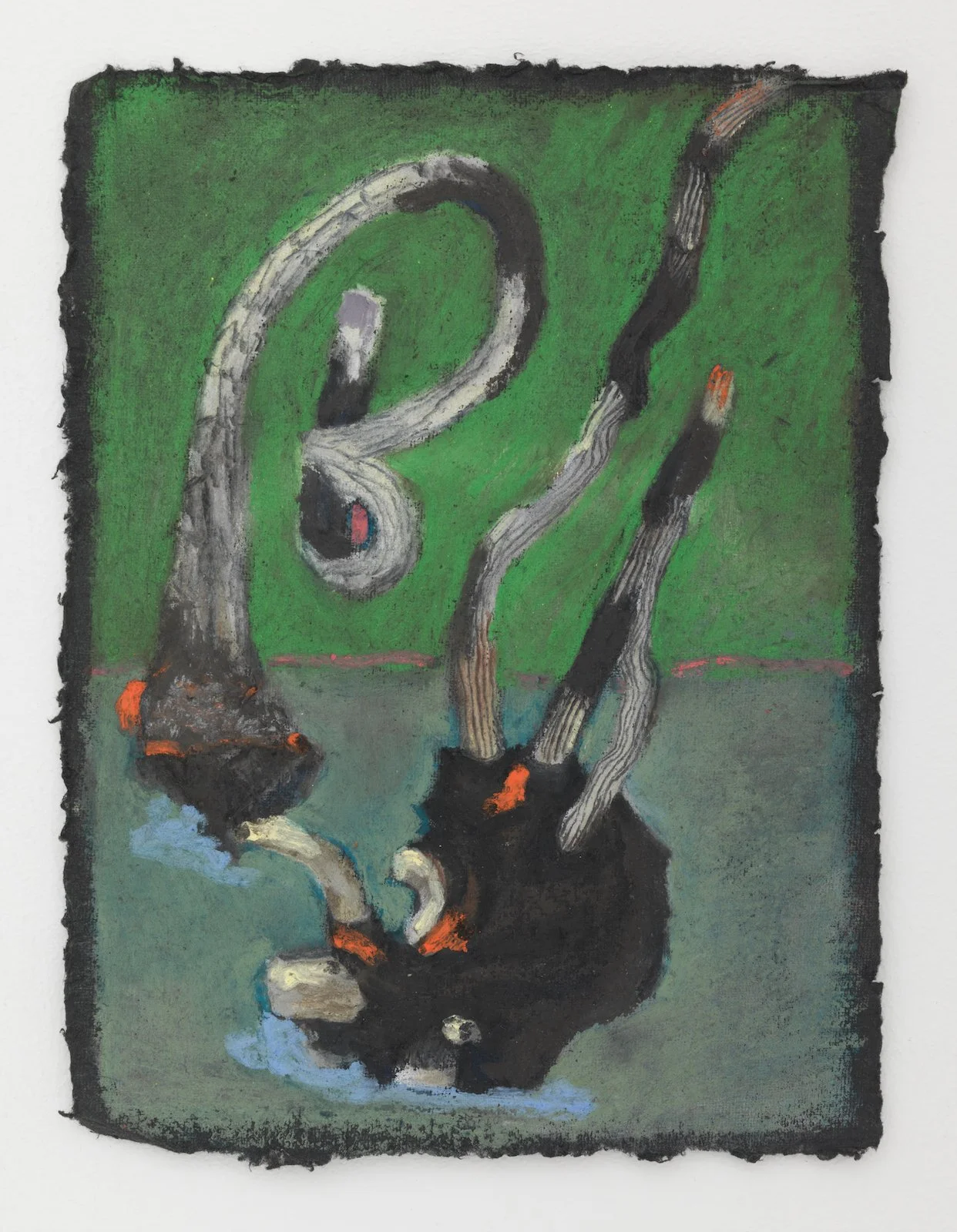 Beach Bliss , 2023, Oil Pastel on Black Khadi Paper