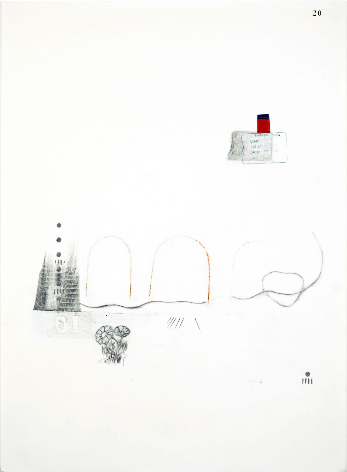 No. 20, 2019, Graphite, rust, coloured paper and carbon on paper, 45 x 29.5cm