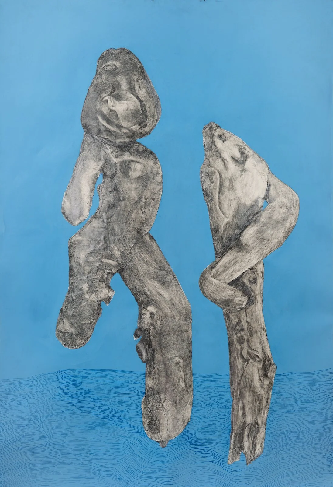 Blue, 2026, Graphite and Acrylic Paint on Paper, 150 x 233 cm