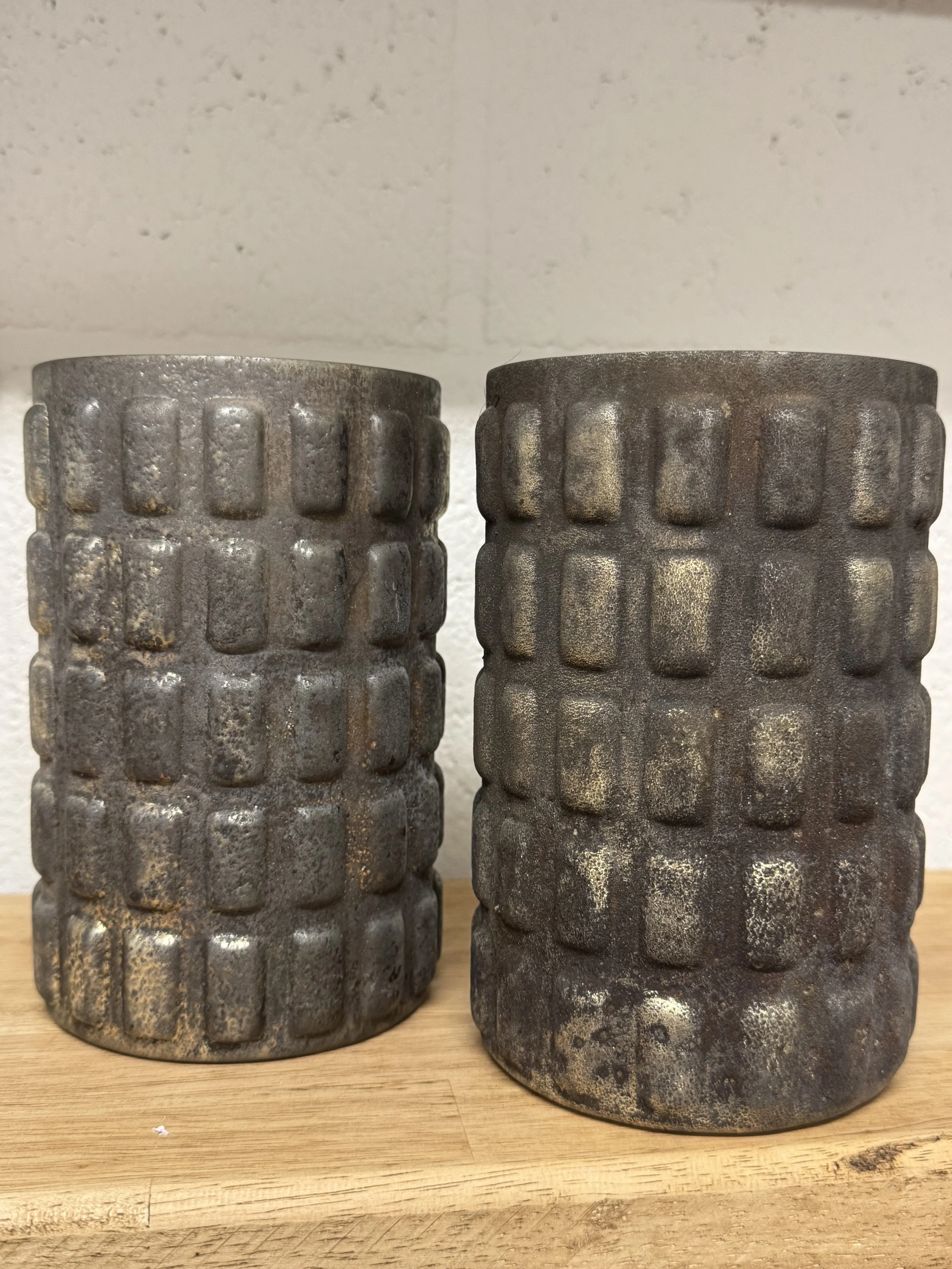 Set geribbelde windlichten