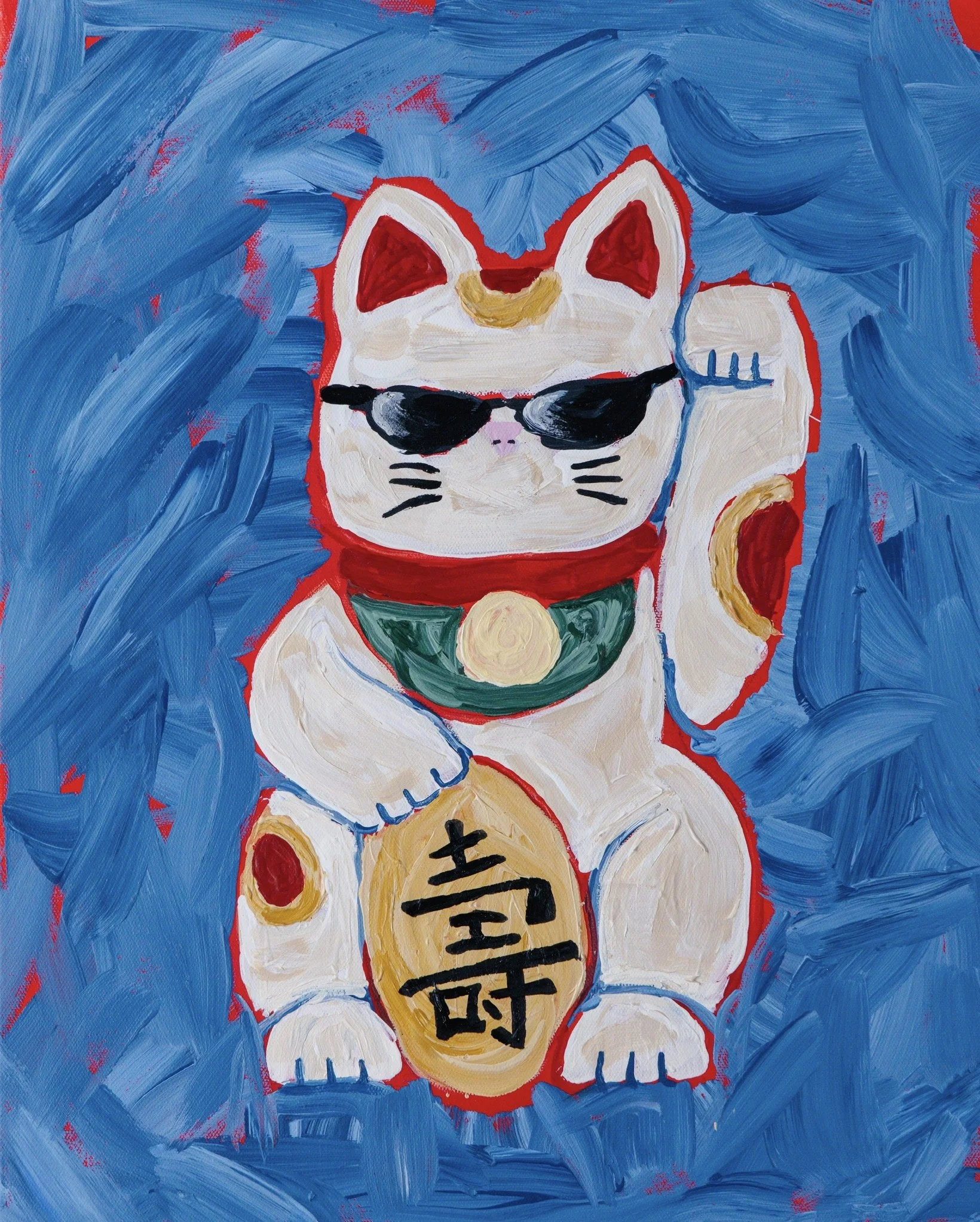 'Maneki Neko’ 

2026

Acrylic on Stretched Canvas + Frame

41 x 51cm

Exhibition price: $400