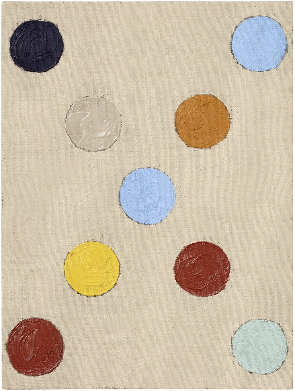 Pips, 2025, oil and oil stick on linen, 28 cm x 21 cm