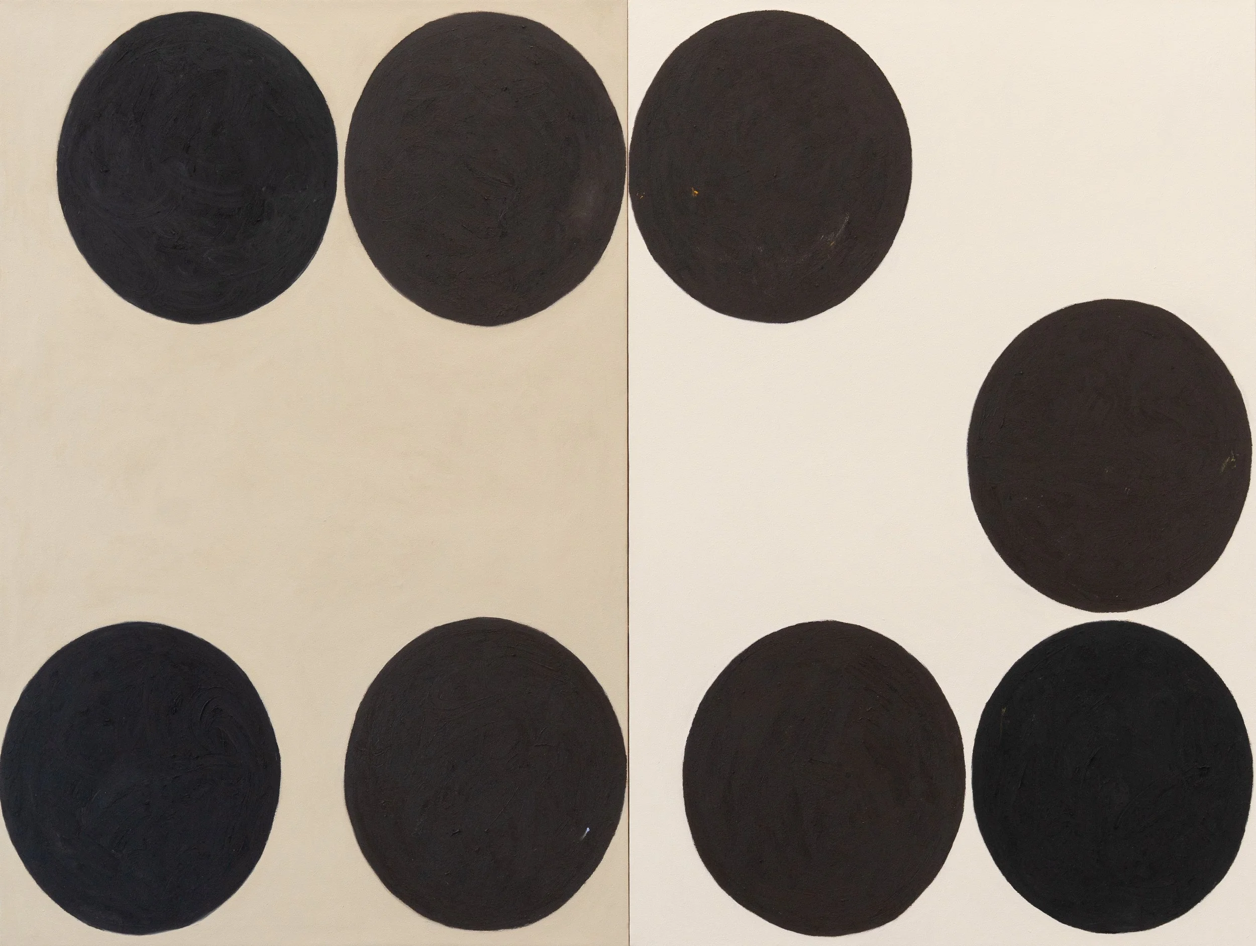 Pip Value, 2025, Oil and oil stick on cotton, 151 cm x 200 cm (diptych)