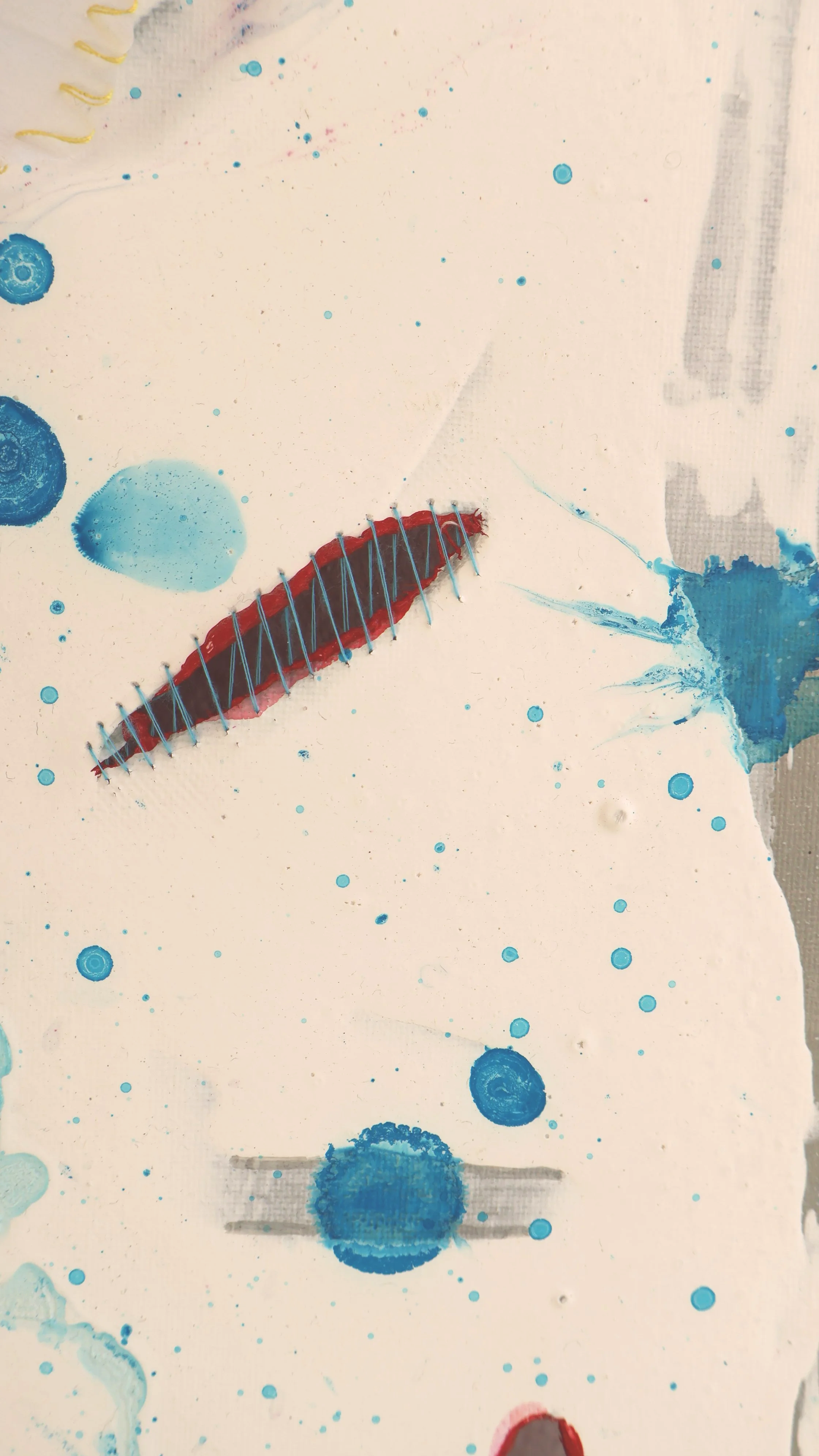 ‘Heridas’ , 2025, Acryic, silk paper, oil, 80×120 cm details