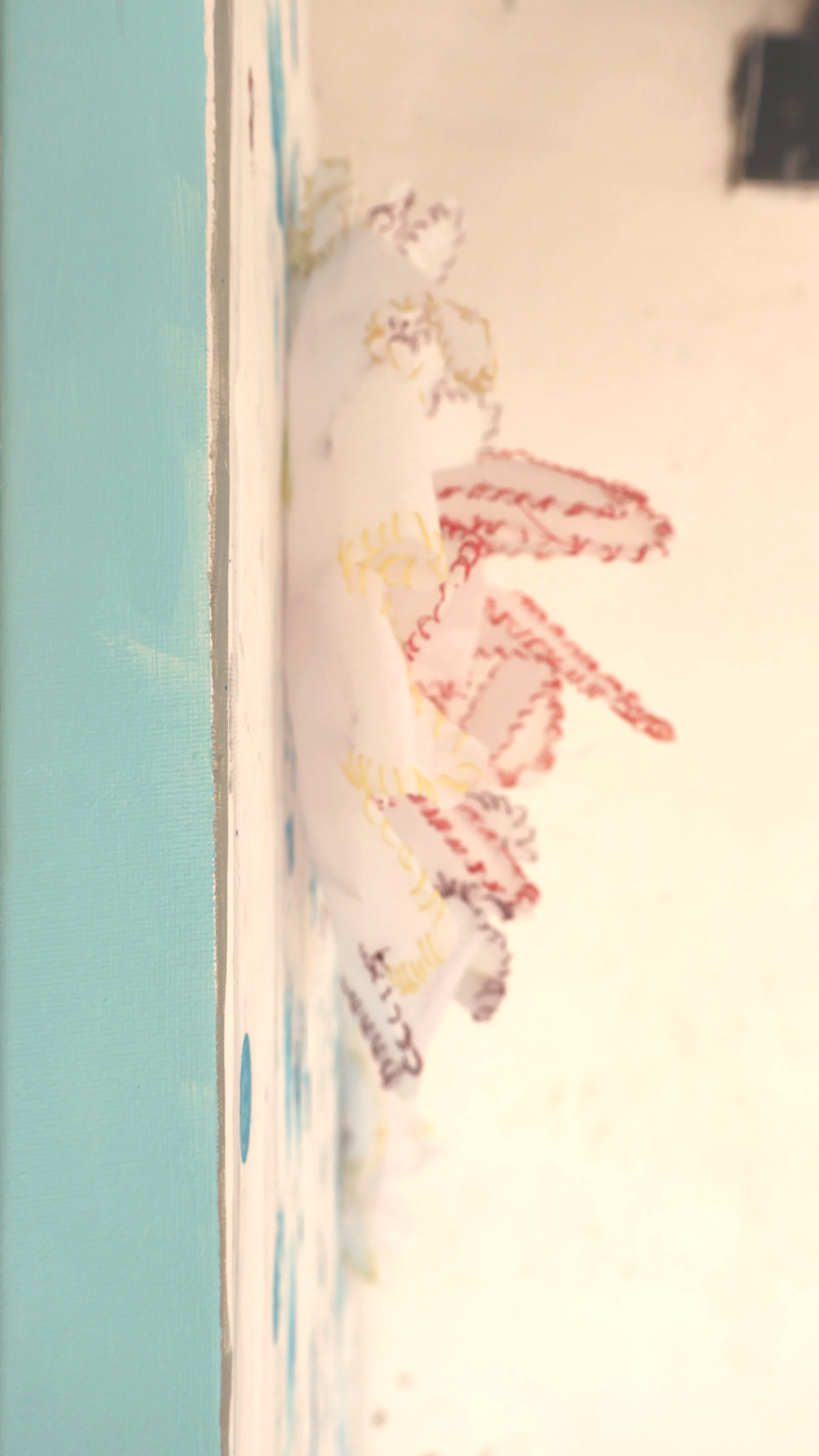 ‘Heridas’ , 2025, Acryic, silk paper, oil, 80×120 cm details