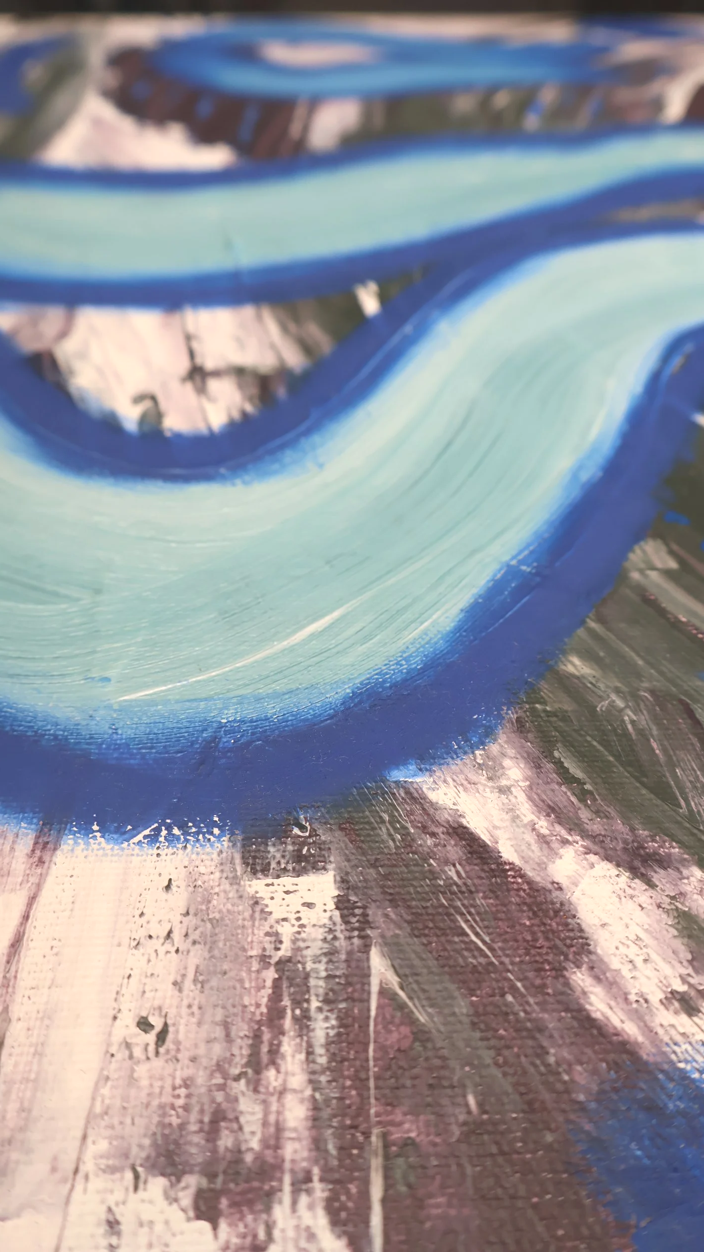 ‘calm after chaos’, 2025, acrylic & oil on canvas, 89×146 cm details