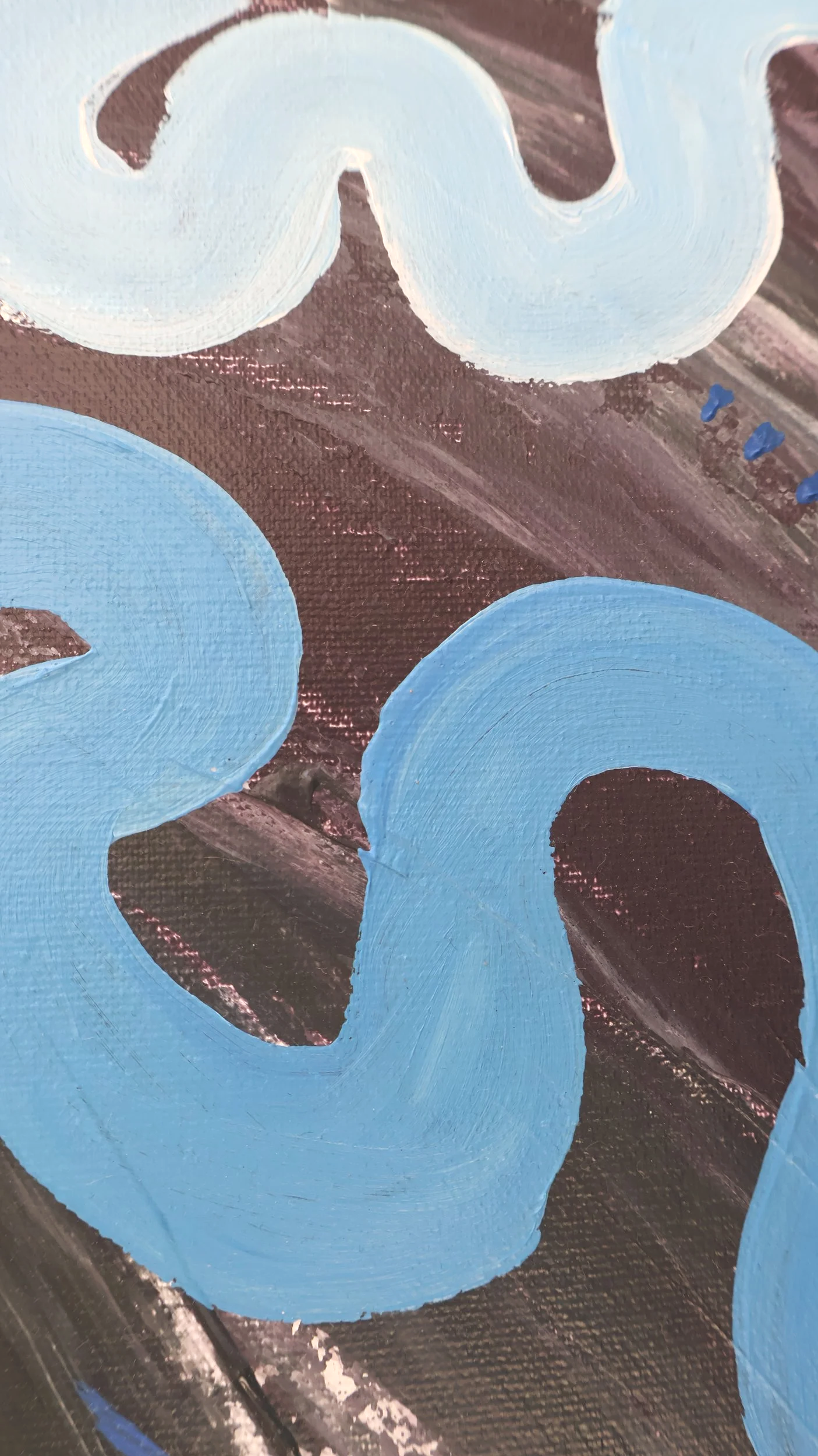 ‘calm after chaos’, 2025, acrylic & oil on canvas, 89×146 cm details