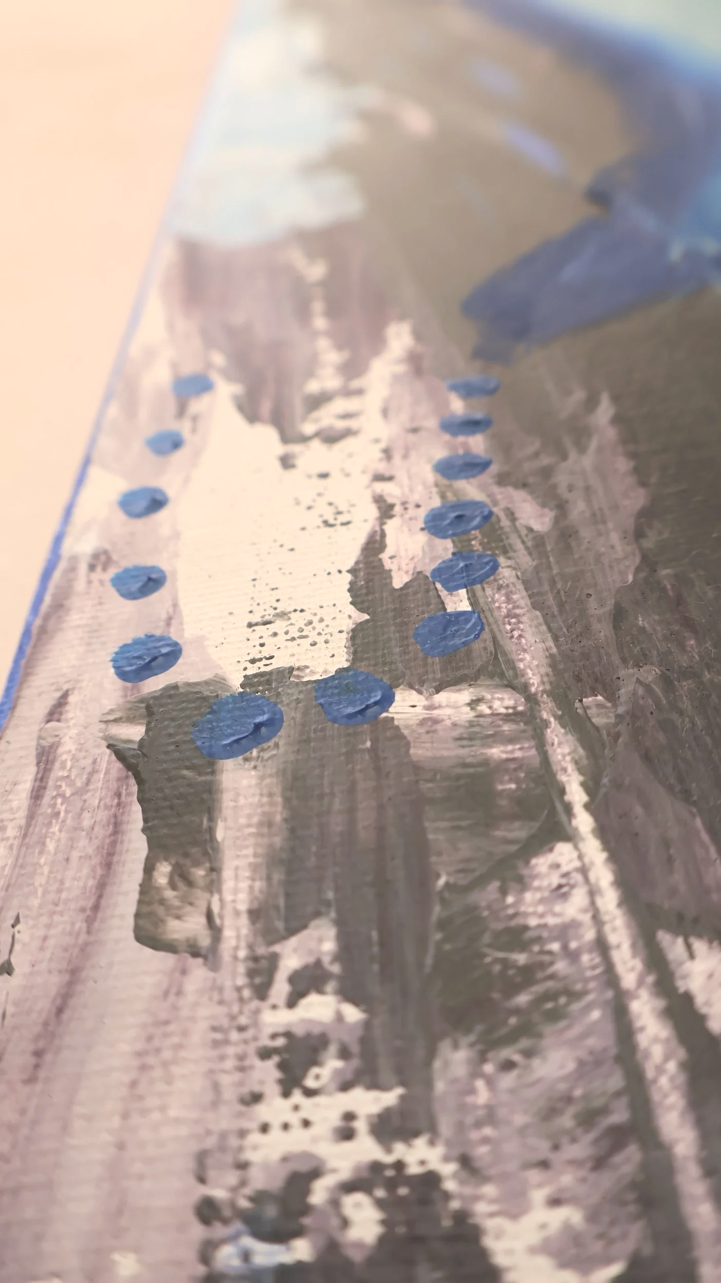 ‘calm after chaos’, 2025, acrylic & oil on canvas, 89×146 cm details