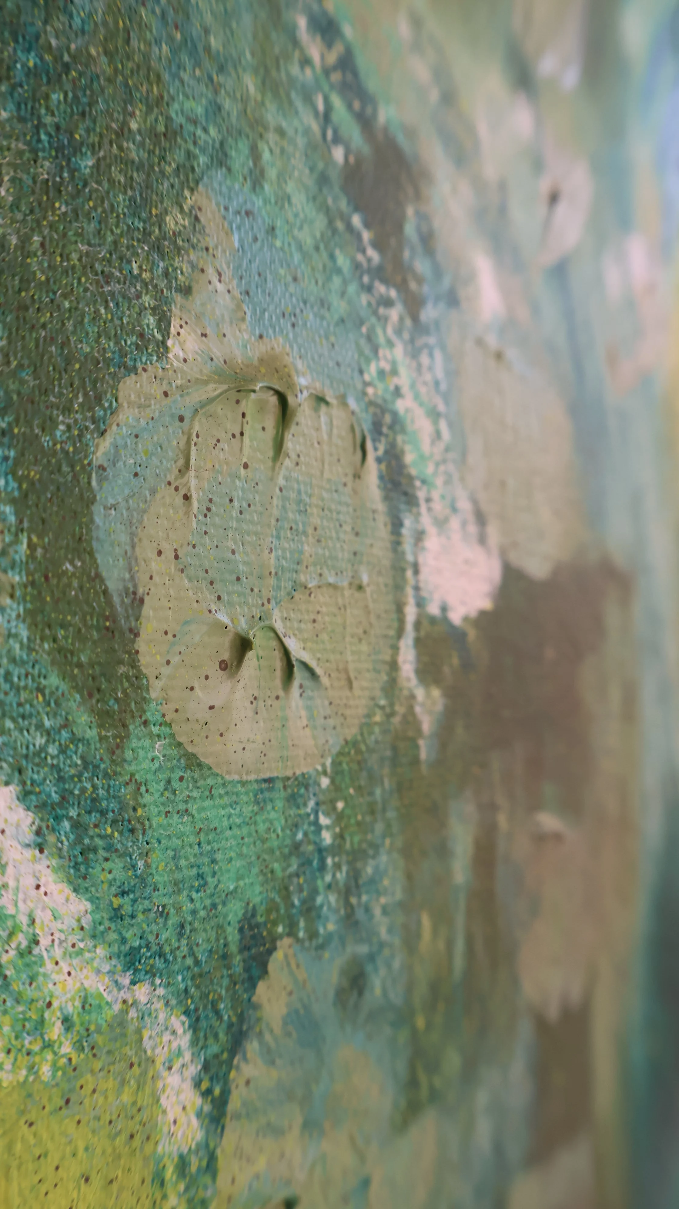 ‘Greenery’, 2022, acrylic, oil, graffiti on canvas, 95×130 cm details