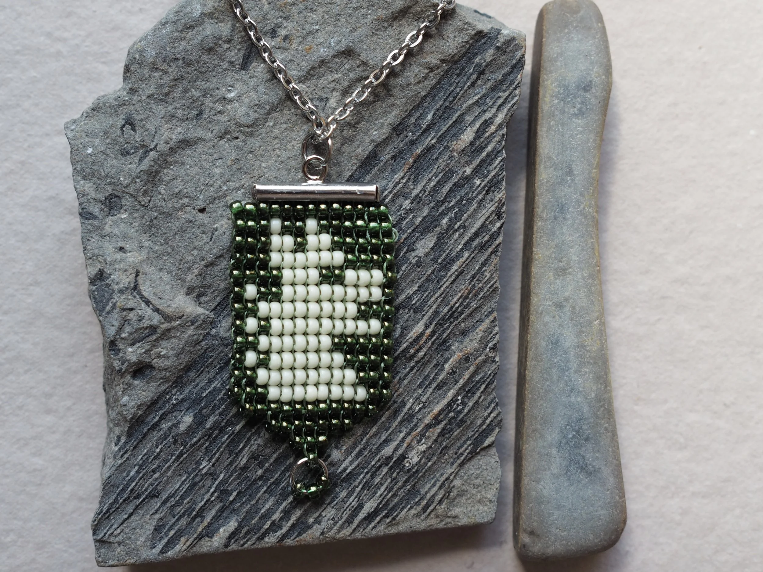 Dragons Head: 11/0 miyuki beads, silver plated clasp, 24" stainless steal chain