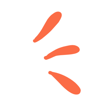 Three orange teardrop-shaped objects arranged in a circular pattern on a black background.