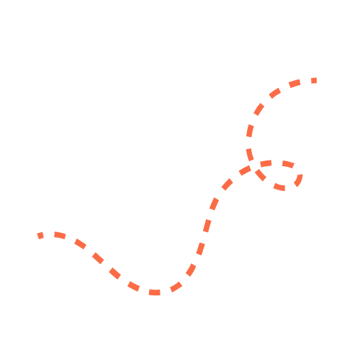 A dashed red line creating a pattern on a white background.
