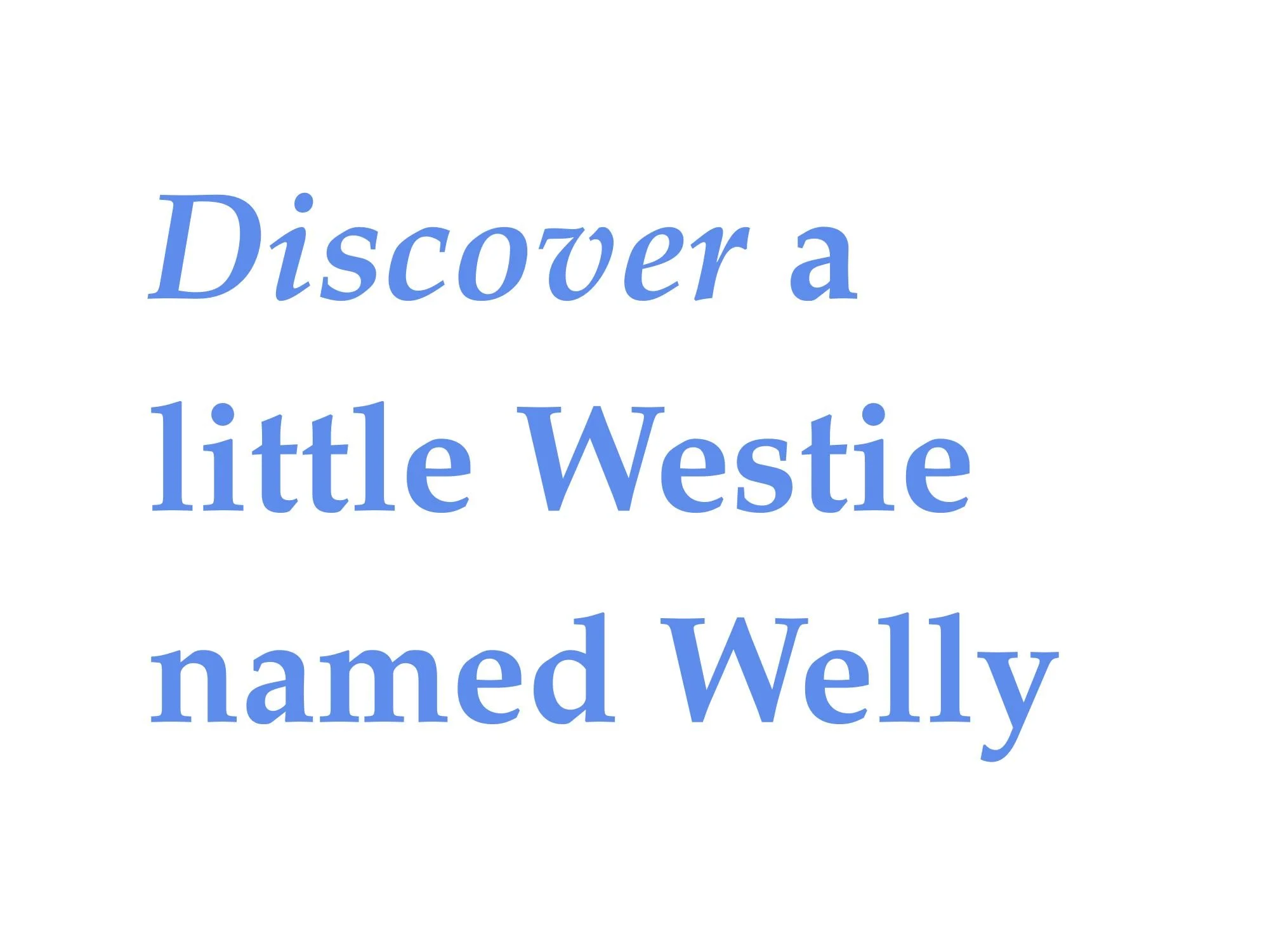 A graphic text advertising the childrens book series Welly the Westie