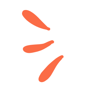 Illustration of three orange graphics.