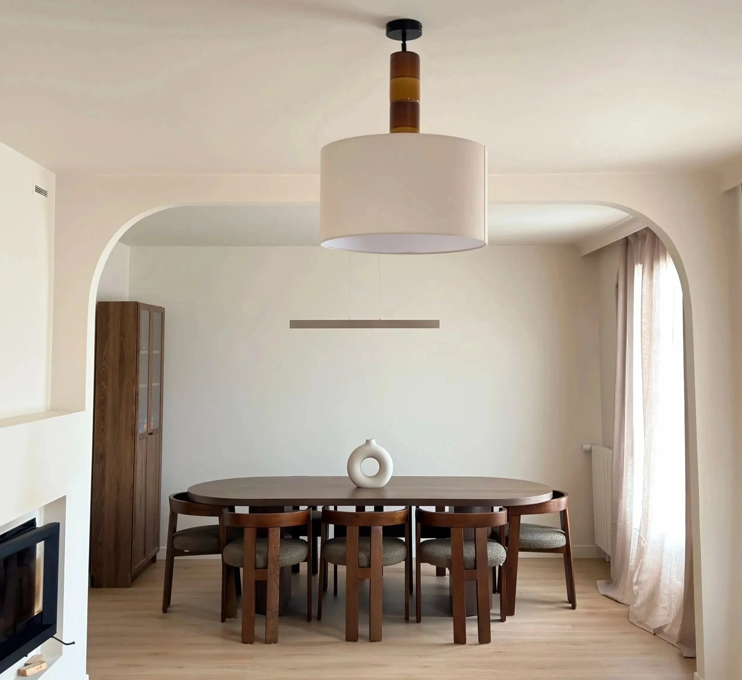 rénovation, salon, bois noyer