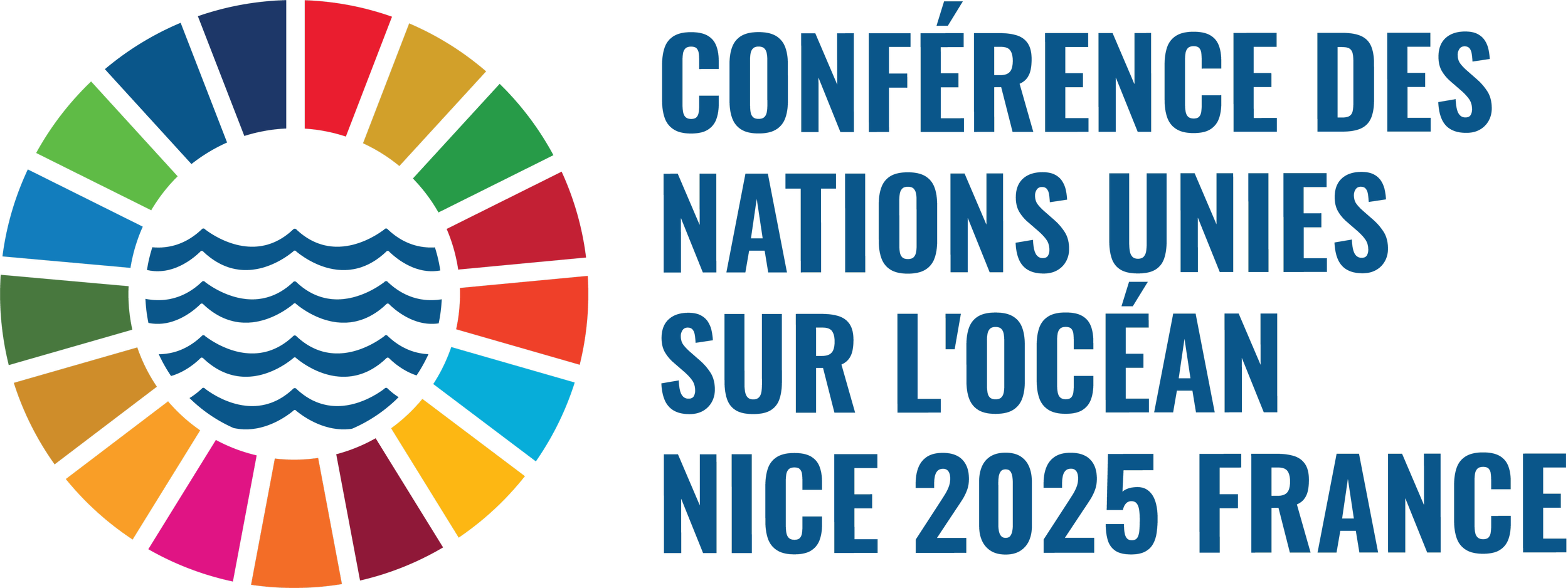 Logo de la Conférence des Nations Unies sur l'océan 2025 à Nice, France.