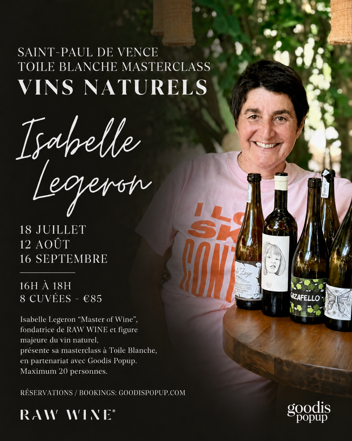 MASTERCLASS VINS NATURELS AVEC ISABELLE LEGERON MW // 18 JUILLET 2026 - TOILE BLANCHE - SAINT-PAUL-DE-VENCE