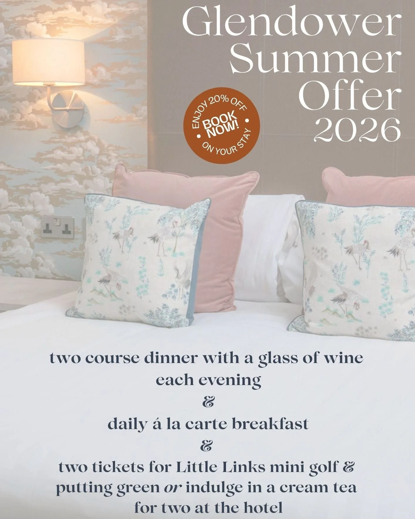 Take advantage of our Summer 2026 offer ⛳🌊🌞 

*Available for 2 nights or more from 1st June 2026 - 1st November 2026. .Extra guests can be added for a supplement fee when you book a family bedroom*