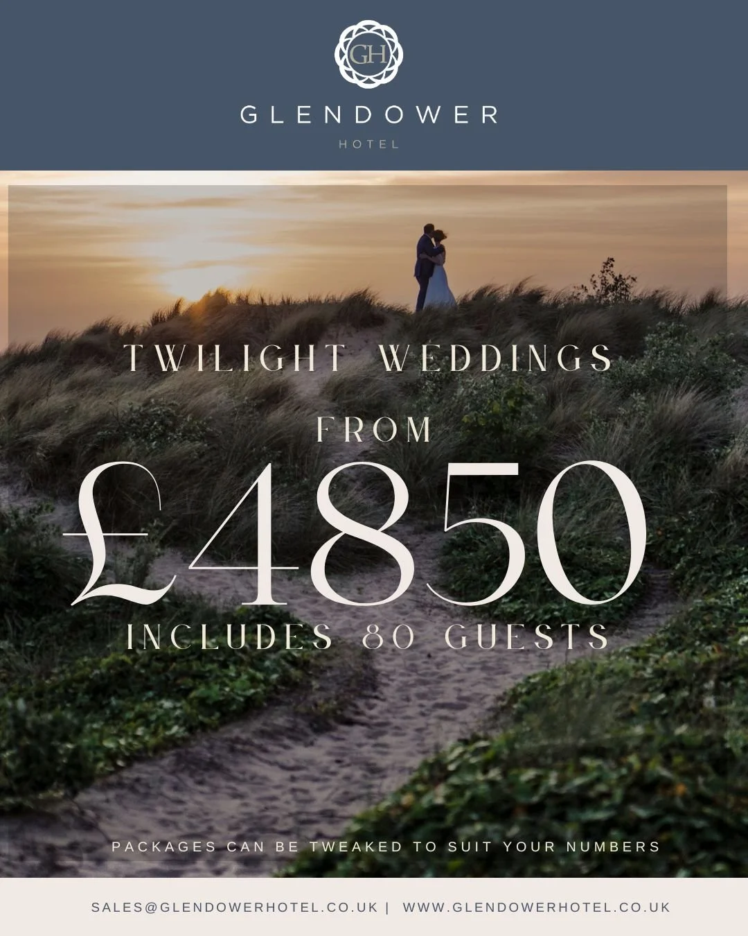 Twilight Weddings ✨

Say &ldquo;I do&rdquo; later in the day, then celebrate with a celebratory glass of fizz before heading into the Georgian Suite to dance the night away!

www.glendowerhotel.co.uk/wedding for more information