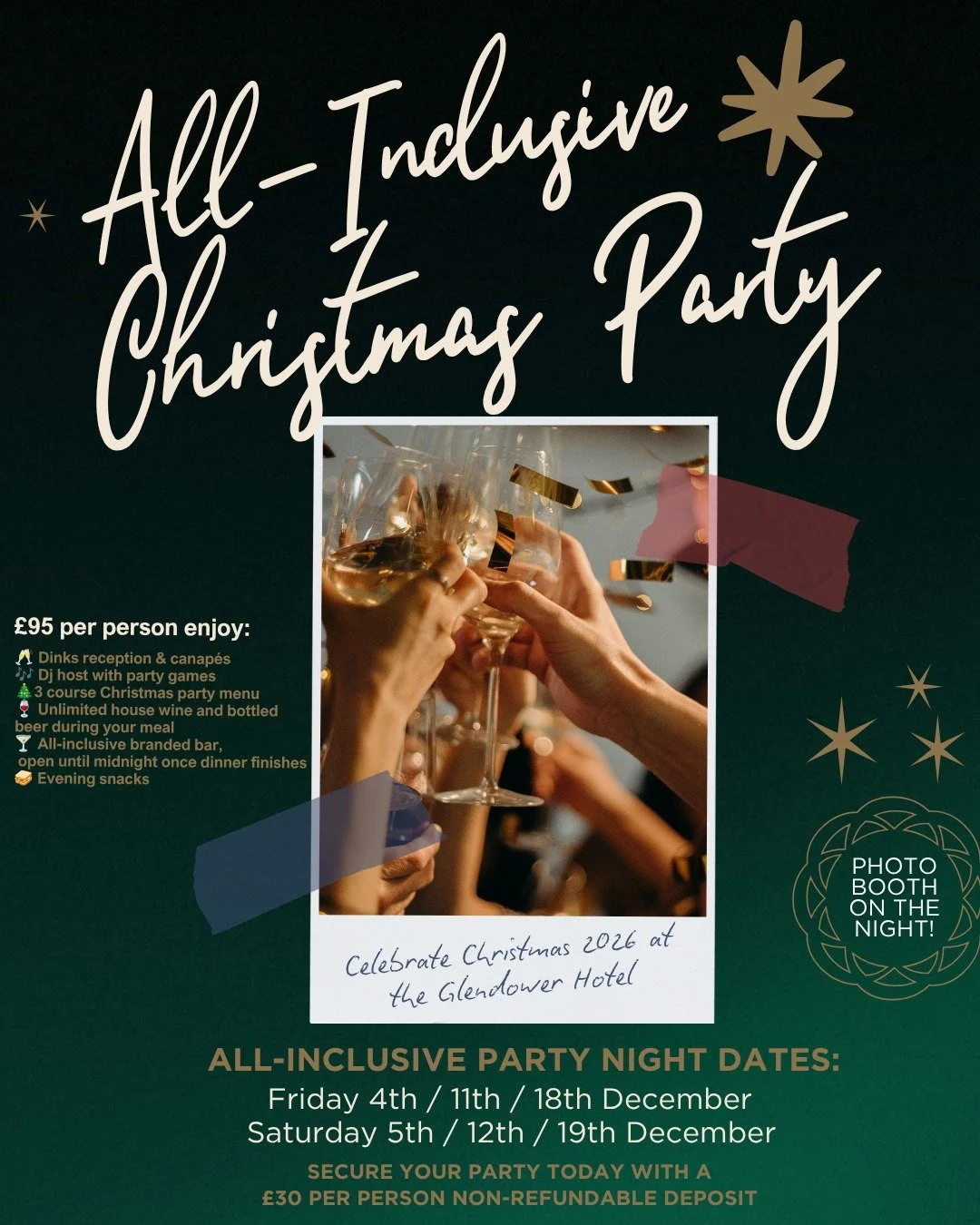 All Inclusive Party Nights are back!  BOOK NOW to avoid disappointment! 🎄🍷 

www.glendowerhotel.co.uk for more information or call the team on 01253 723241!

#glendowerhotel #lythamstannes #festive #partynight #christmasparty