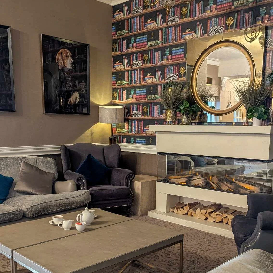 Our fireplace area is the perfect cosy spot for a post dog walk cuppa 🐾🍂 

 #LythamStAnnes #LythamLife #StAnnes #LancashireCoast #DogWalks #DogFriendly #WalkiesAndCoffee