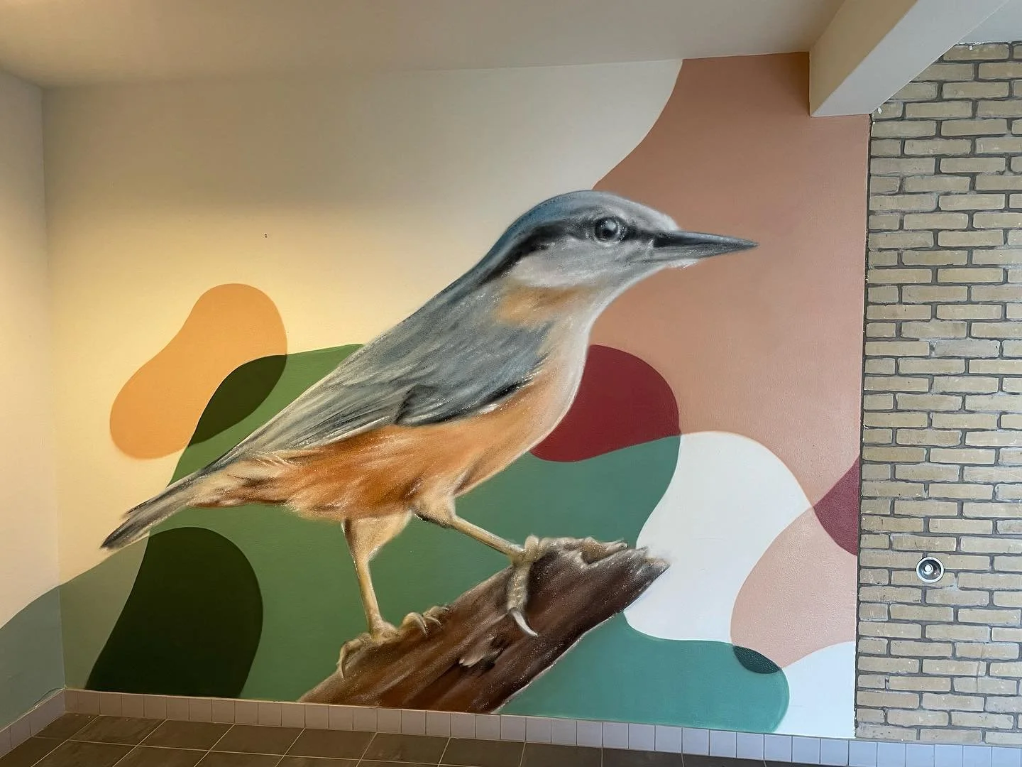 Ook in het tweede complex in Velp mocht ik op elke verdieping een schildering komen maken ✌🏻 Vooraf of tijdens het werk ga ik vaak in gesprek met de bewoners welke vogel ze graag zouden zien op hun muur. Deze keer kwam er een vrouw die heel graag de