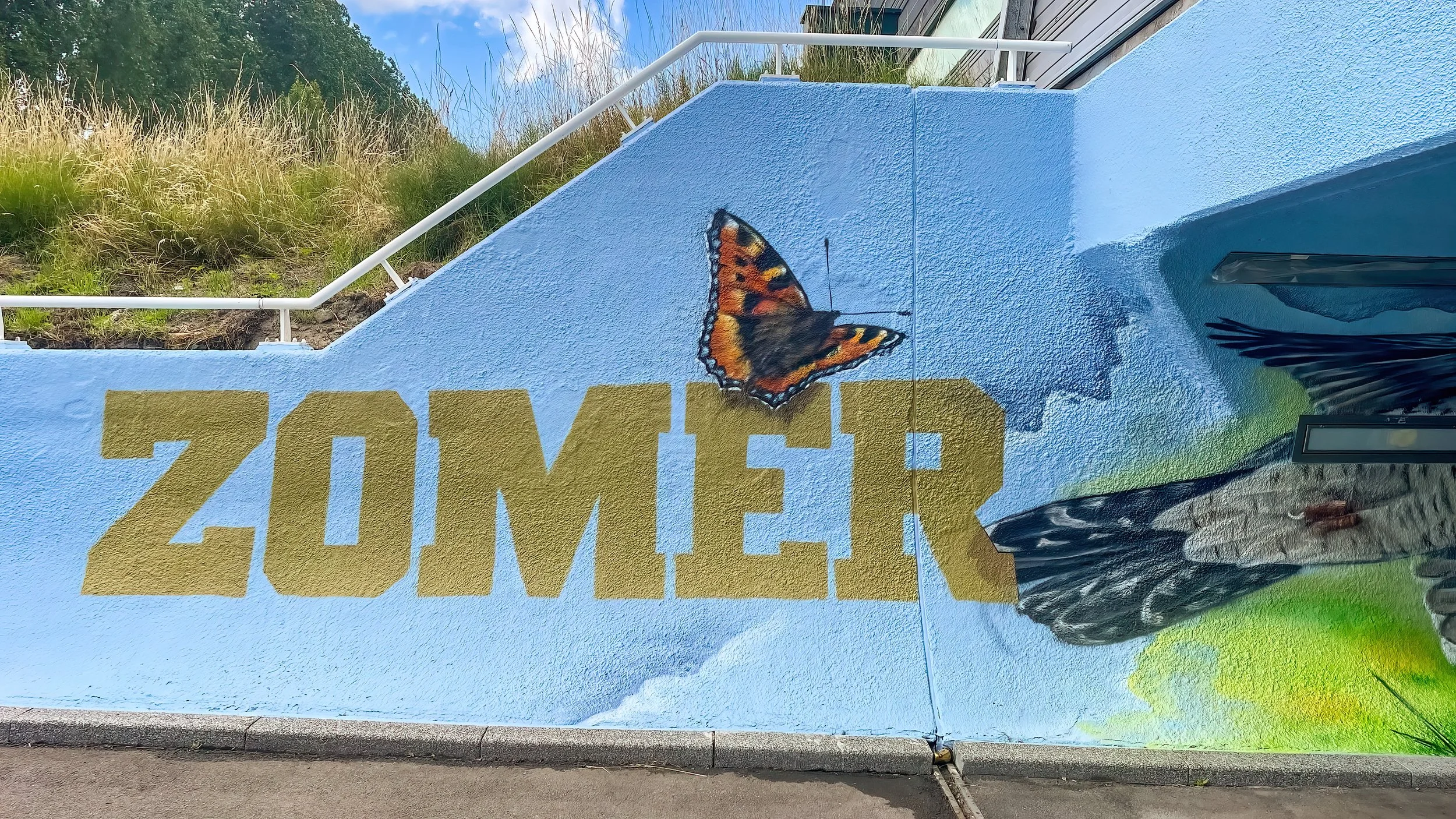 Muurschildering natuur fietstunnel