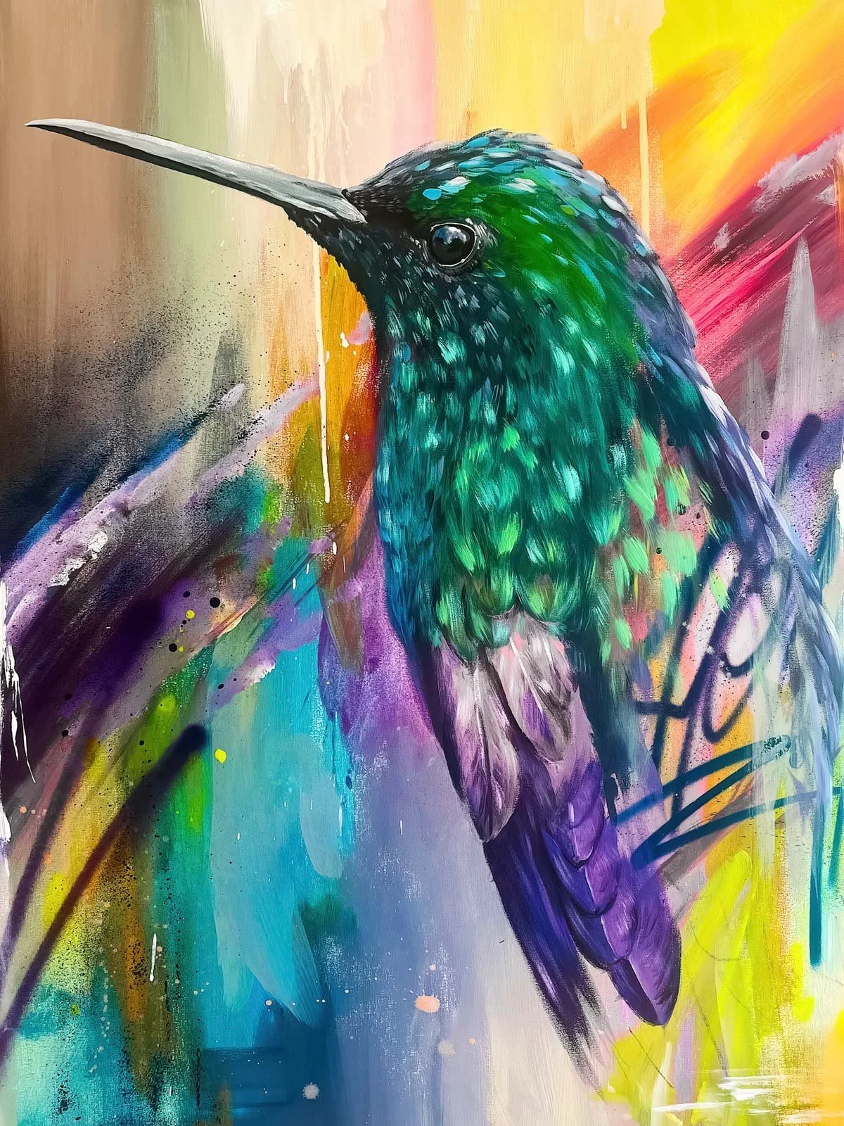 Street art vrij werk - Kolibrie