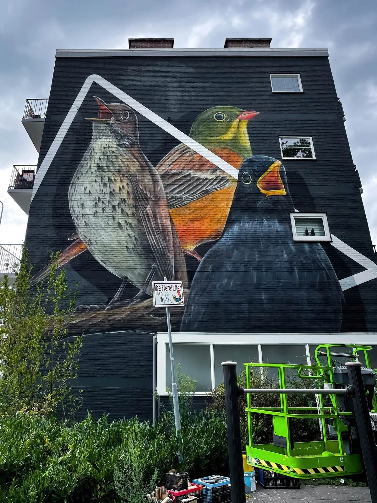 Mural flatgevel - Lijsters