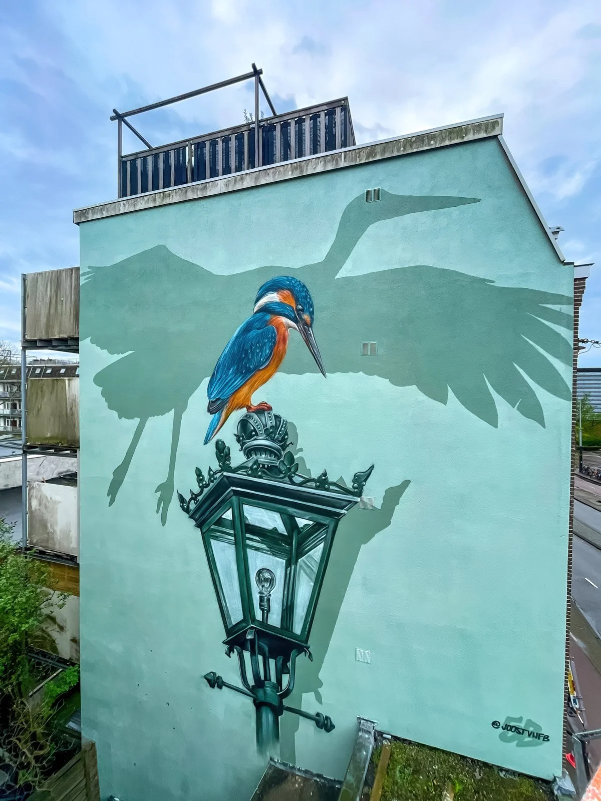 Mural gevel Amsterdam - Ijsvogel