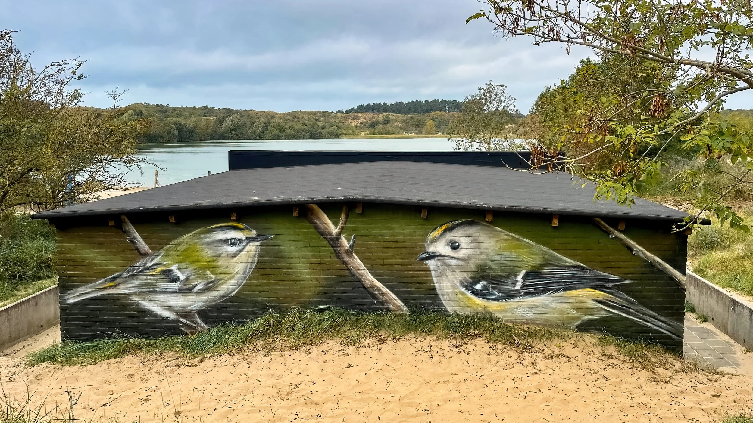 Muurschildering toiletgebouw PWN Kennemerduinen